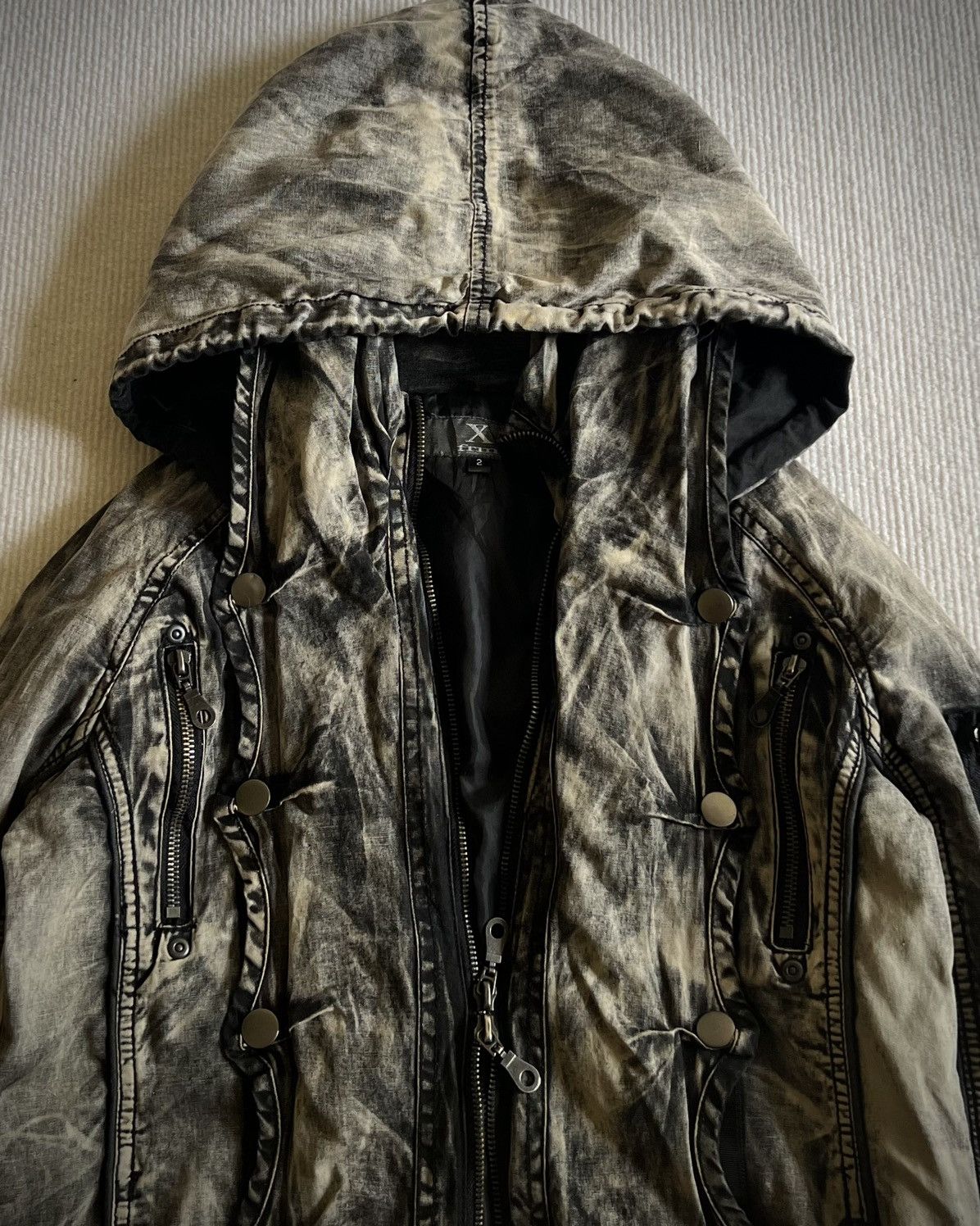 Japanese Brand Xfrm Flame Wash Studded Skeleton Panel Hooded Jacket 2000s Size US M / EU 48-50 / 2 - 9 Thumbnail