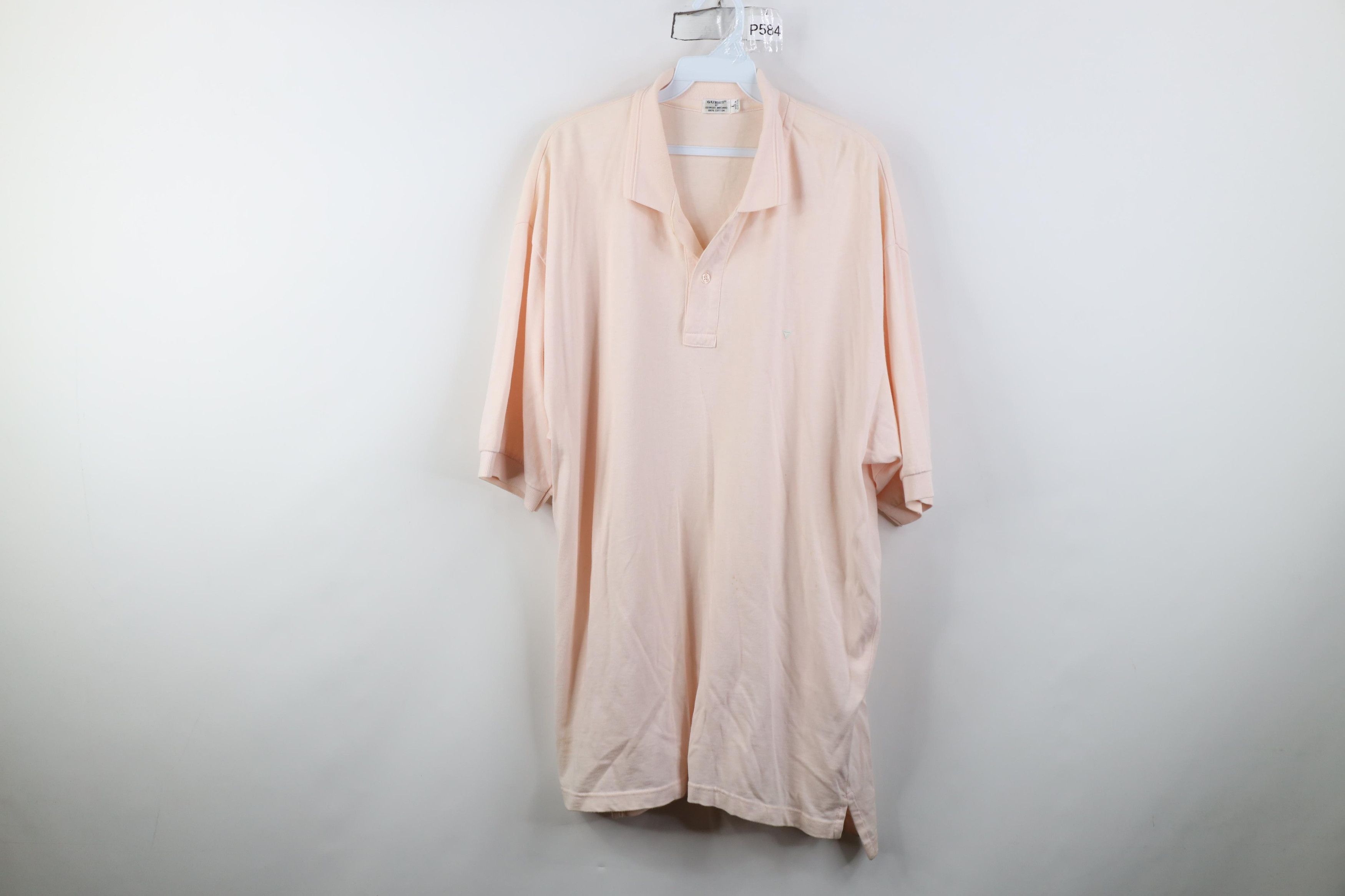 Guess Vintage 80s 90s Guess Triangle Knit Golf Polo Shirt Pink Size US L / EU 52-54 / 3 - 1 Thumbnail