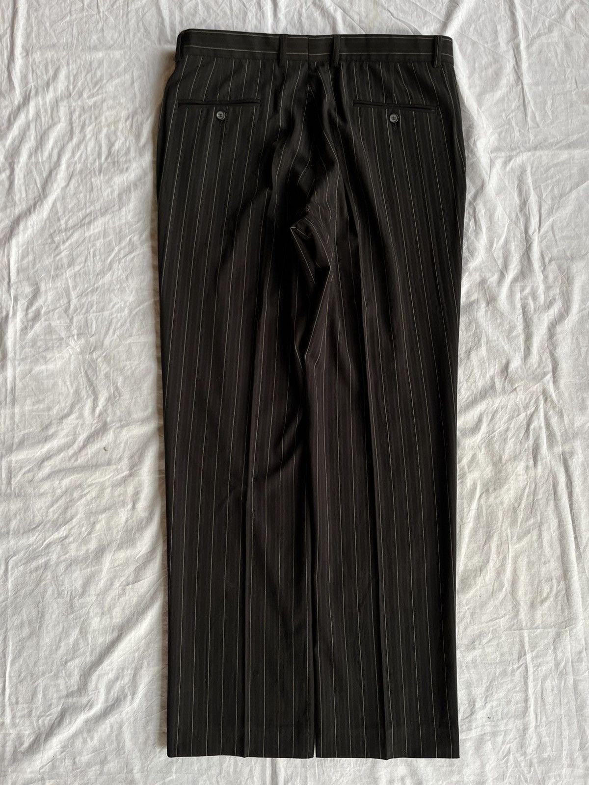 Japanese Brand Vintage Black Pinstripe Trousers Pleated Tailored Fit Y2K Size US 36 / EU 52 - 6 Thumbnail