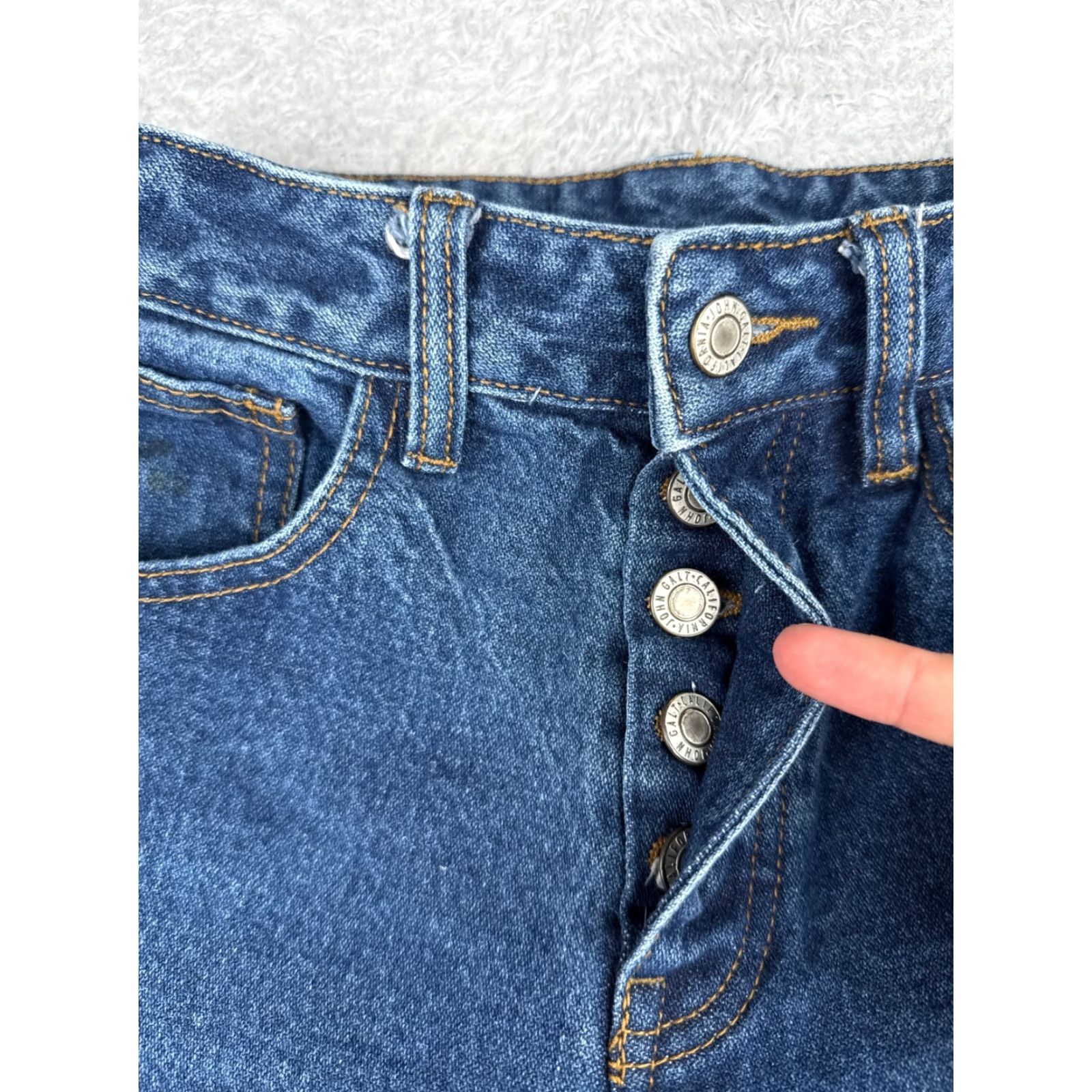 Denime J Galt Jeans Womens Blue Denim Straight Button Fly Mid Rise 23x25 - 23 Regular Cotton Blend 5-Pocket Knit Comfort Stretch Womens Jeans Size 40" / US 18 - 5 Thumbnail