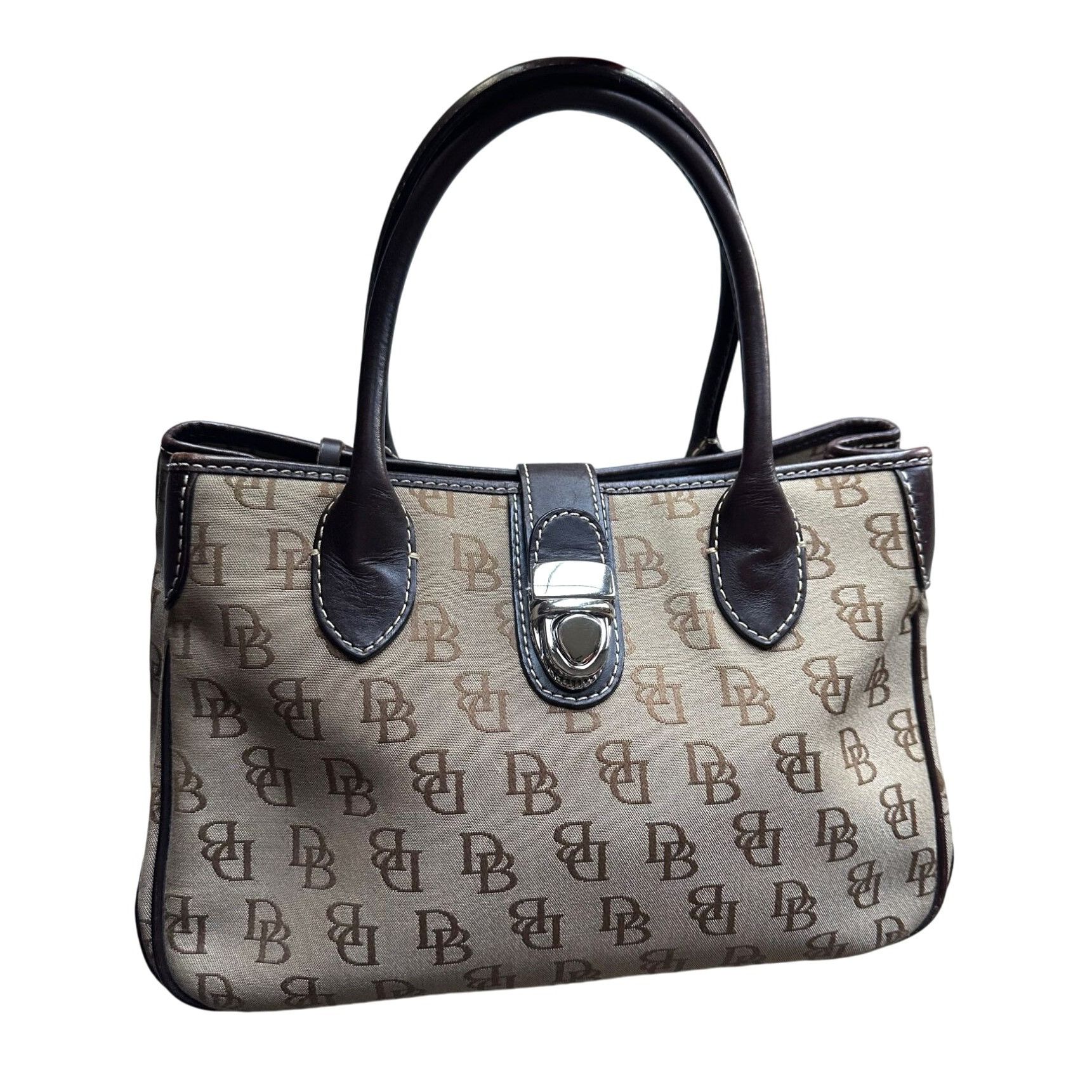 Dooney & Bourke Dooney & Bourke Double Handle Signature Jacquard Tan Satchel Size ONE SIZE - 9 Thumbnail