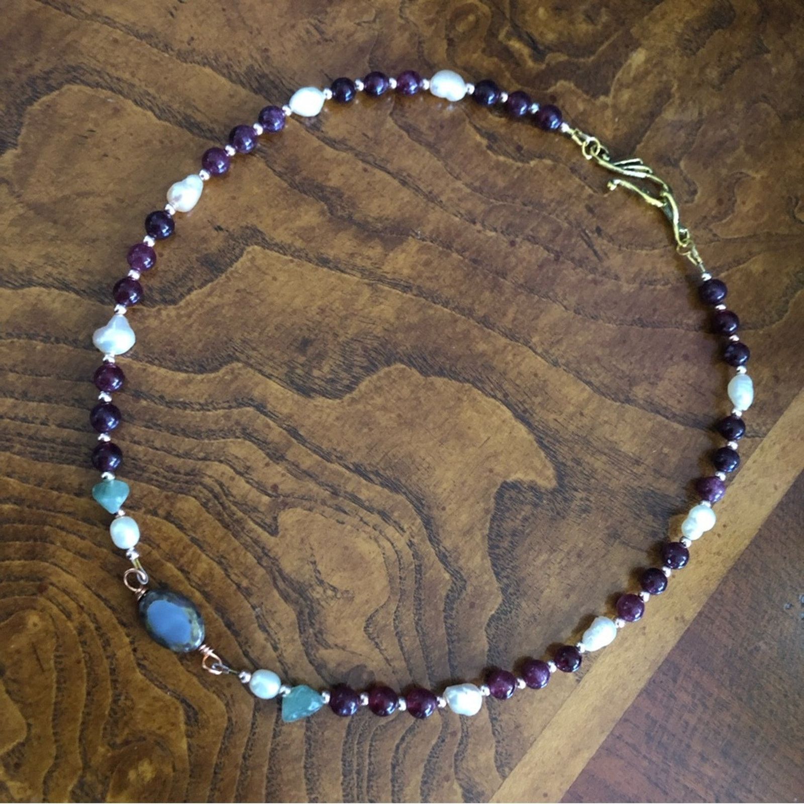Handmade Handcrafted elegant genuine almandine garnet pearl necklace Size ONE SIZE - 7 Thumbnail