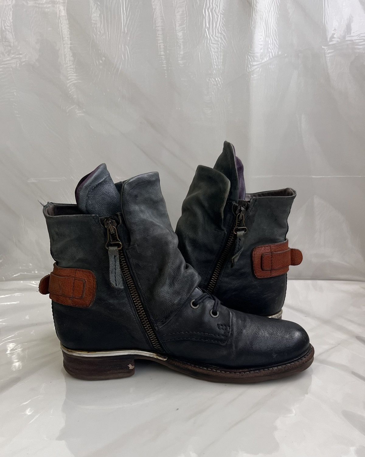 A.S.98 As 98 Airstep Zipper Boho Biker Green distressed boot Size US 8 / IT 38 - 6 Thumbnail