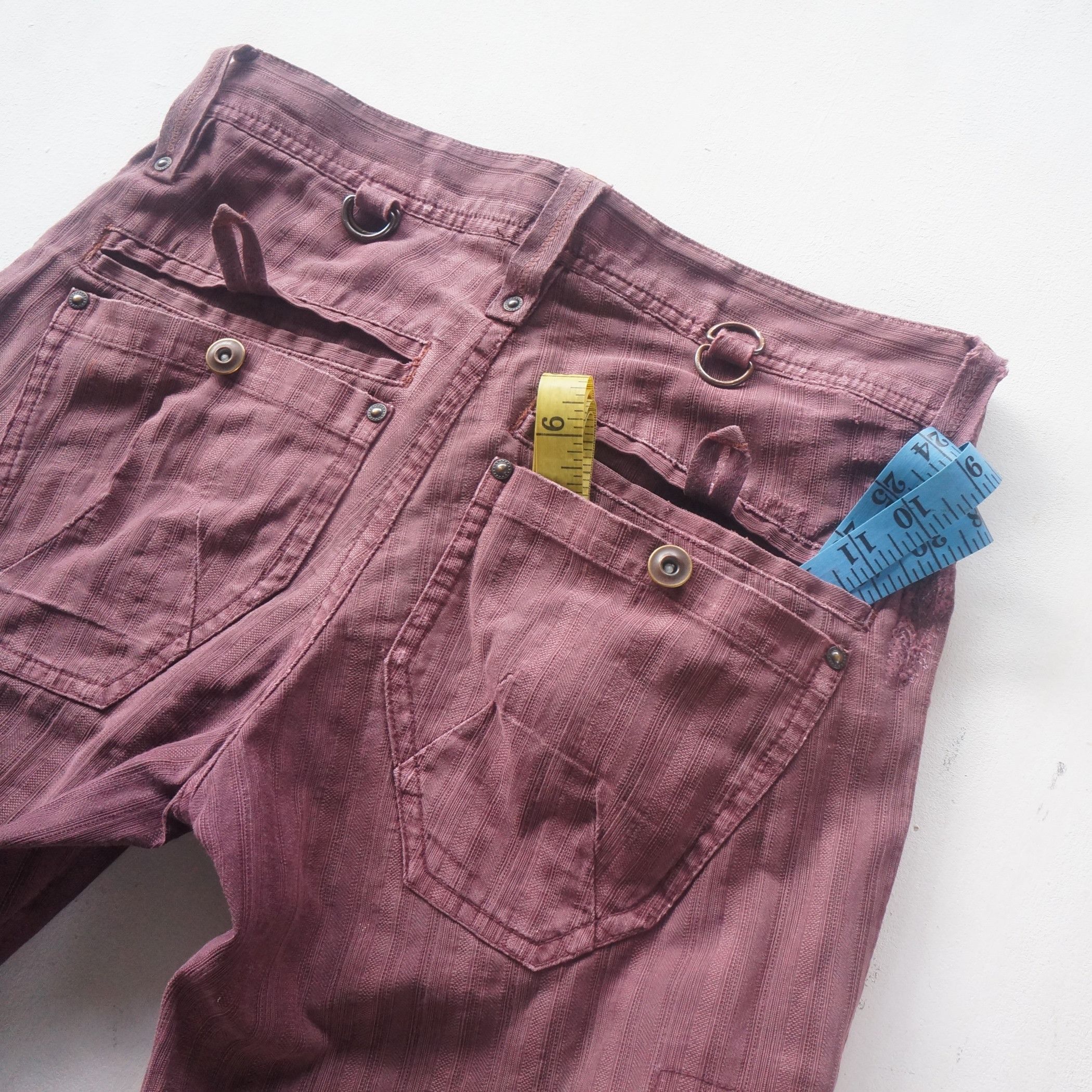Japanese Brand × Vintage OilCake Multi Pockets Distressed Faded Maroon Cargo Pants Size 29" - 8 Thumbnail