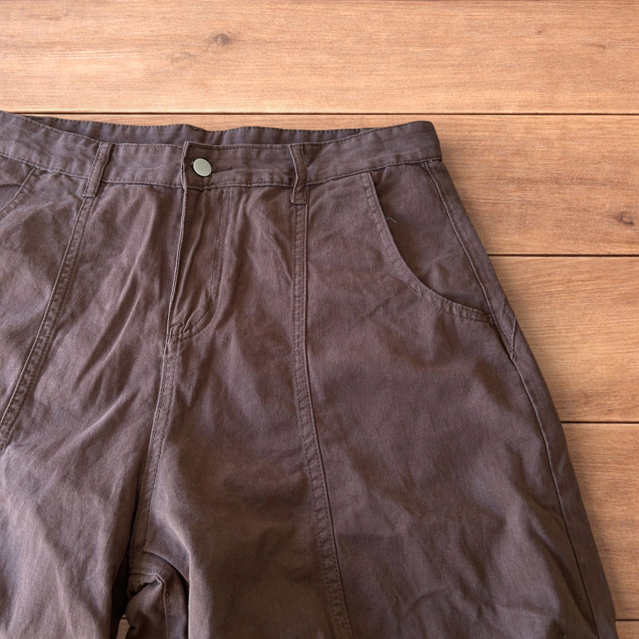 Japanese Brand Vintage Military style baggy wide cargo trousers in brown. Size US 36 / EU 52 - 3 Thumbnail