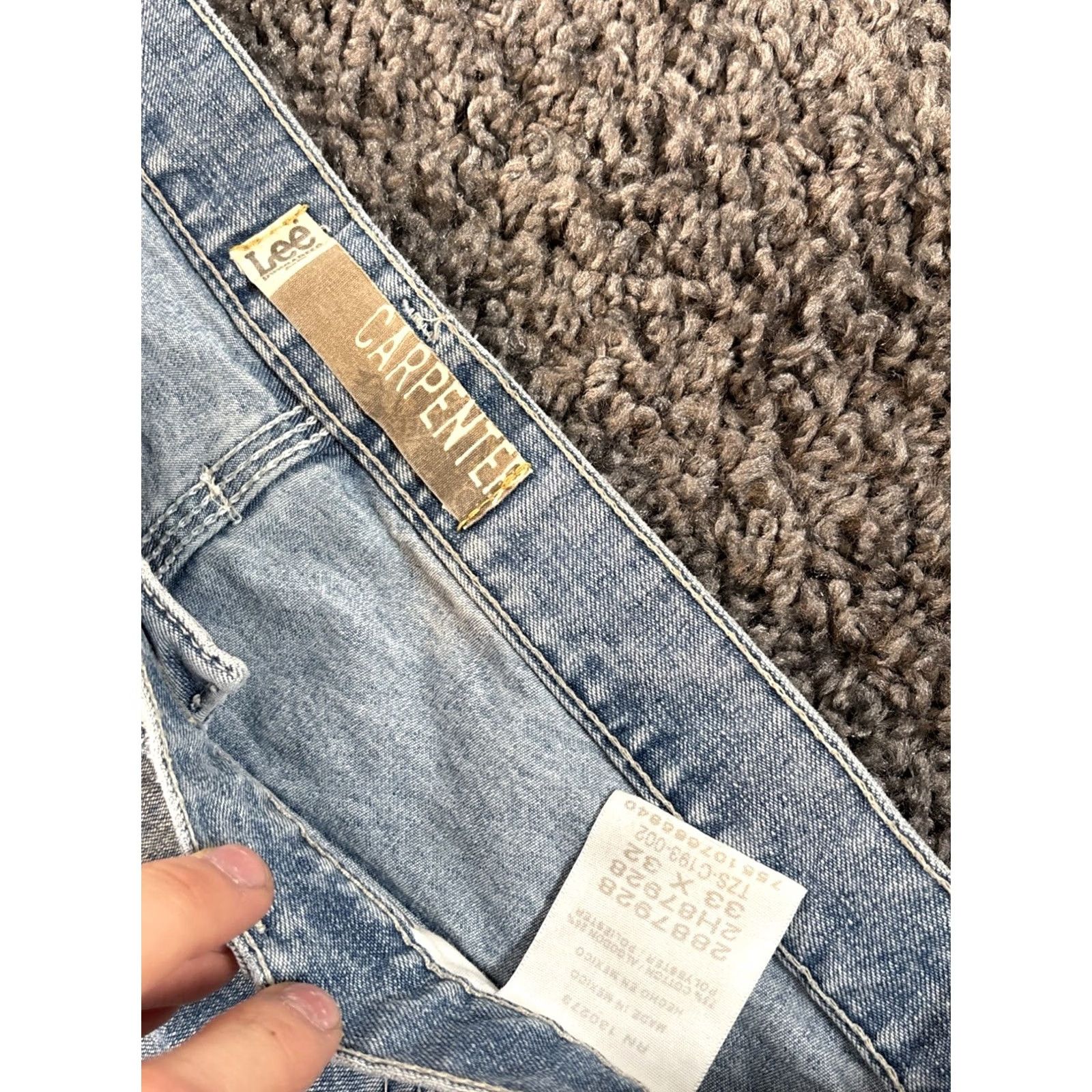Lee VINTAGE Lee Jeans Men 33x31 Denim Blue Baggy Workwear Carpenter 5-Pocket Straight Inseam 31/32 USA Mens Size US 33 - 6 Thumbnail