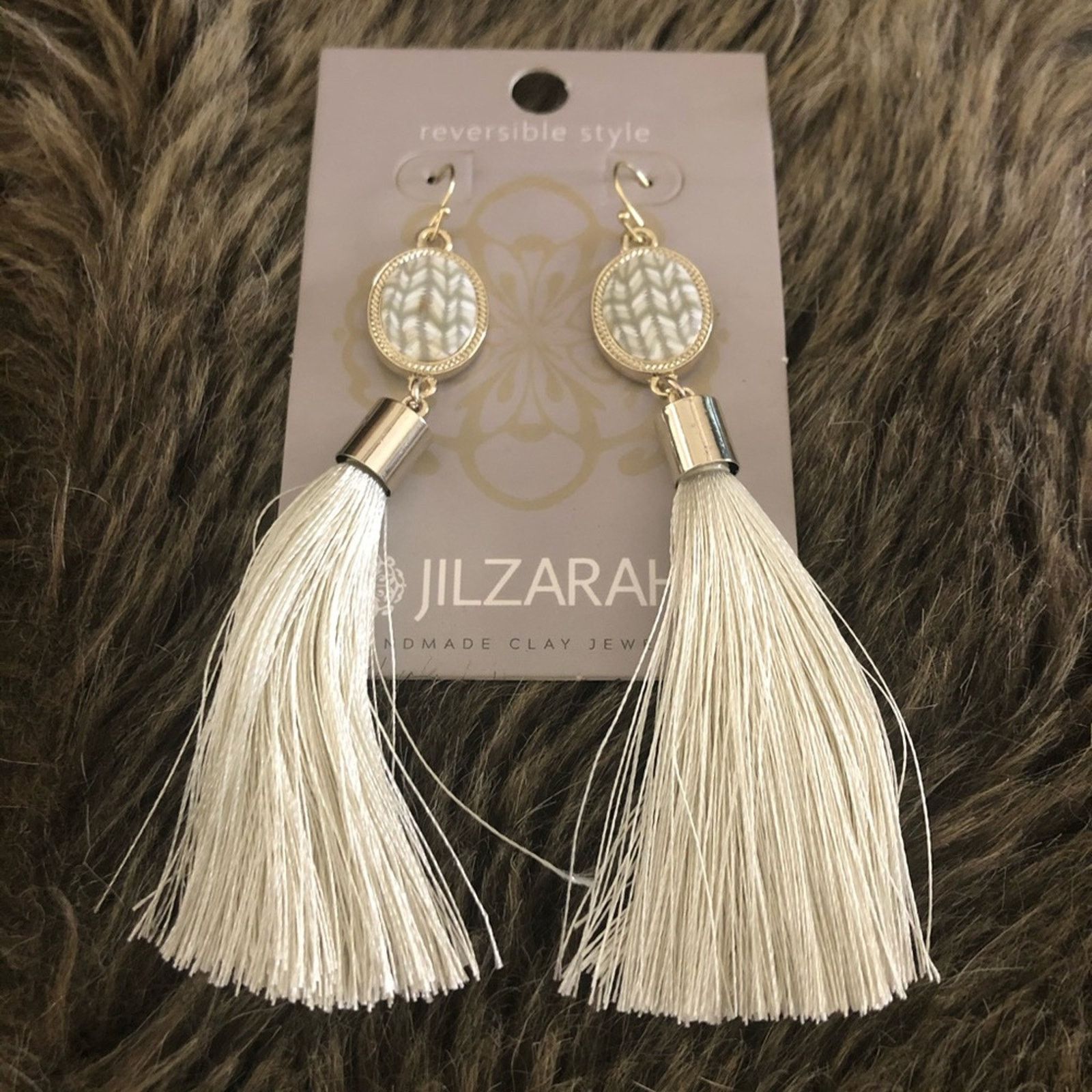 Handmade Jilzarah handmade clay reversible tassel earrings Size ONE SIZE - 1 Thumbnail