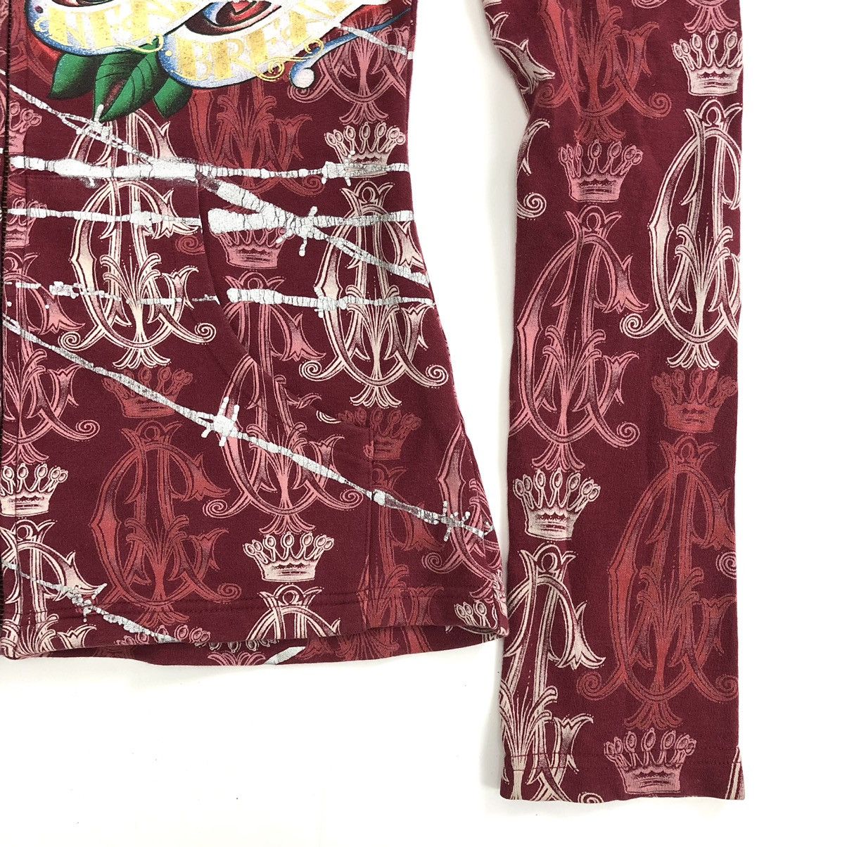 Christian Audigier × Ed Hardy × Vintage Christian Audigier Edhardy Embroidered Full Print Zip Hoodie Size S / US 4 / IT 40 - 8 Thumbnail