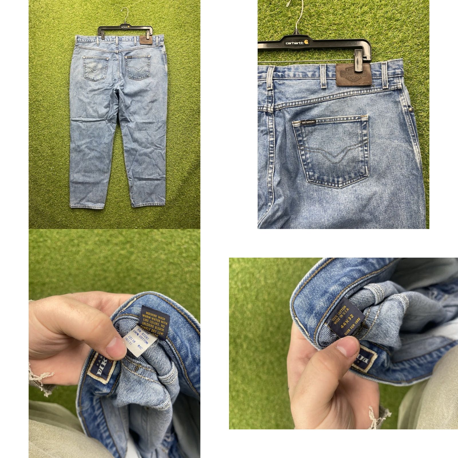 Harley Davidson Harley-Davidson Jeans Mens 44x32 Straight Leg Denim MotorClothes Biker Pants Denim Jeans Blue 5-Pocket Regular Mens Size US 44 / EU 60 - 8 Thumbnail
