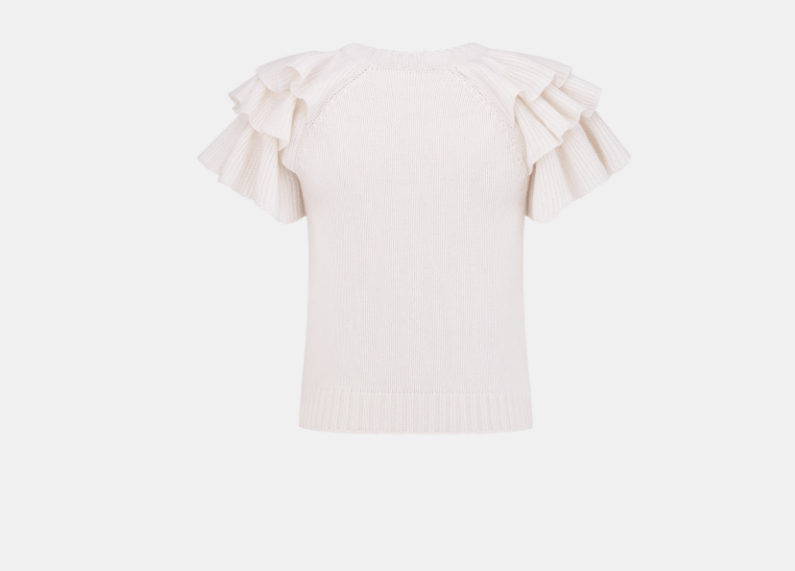 Dior o1w1db11225 324S13 Sweater with Ruffles in White Size M / US 6-8 / IT 42-44 - 2 Thumbnail