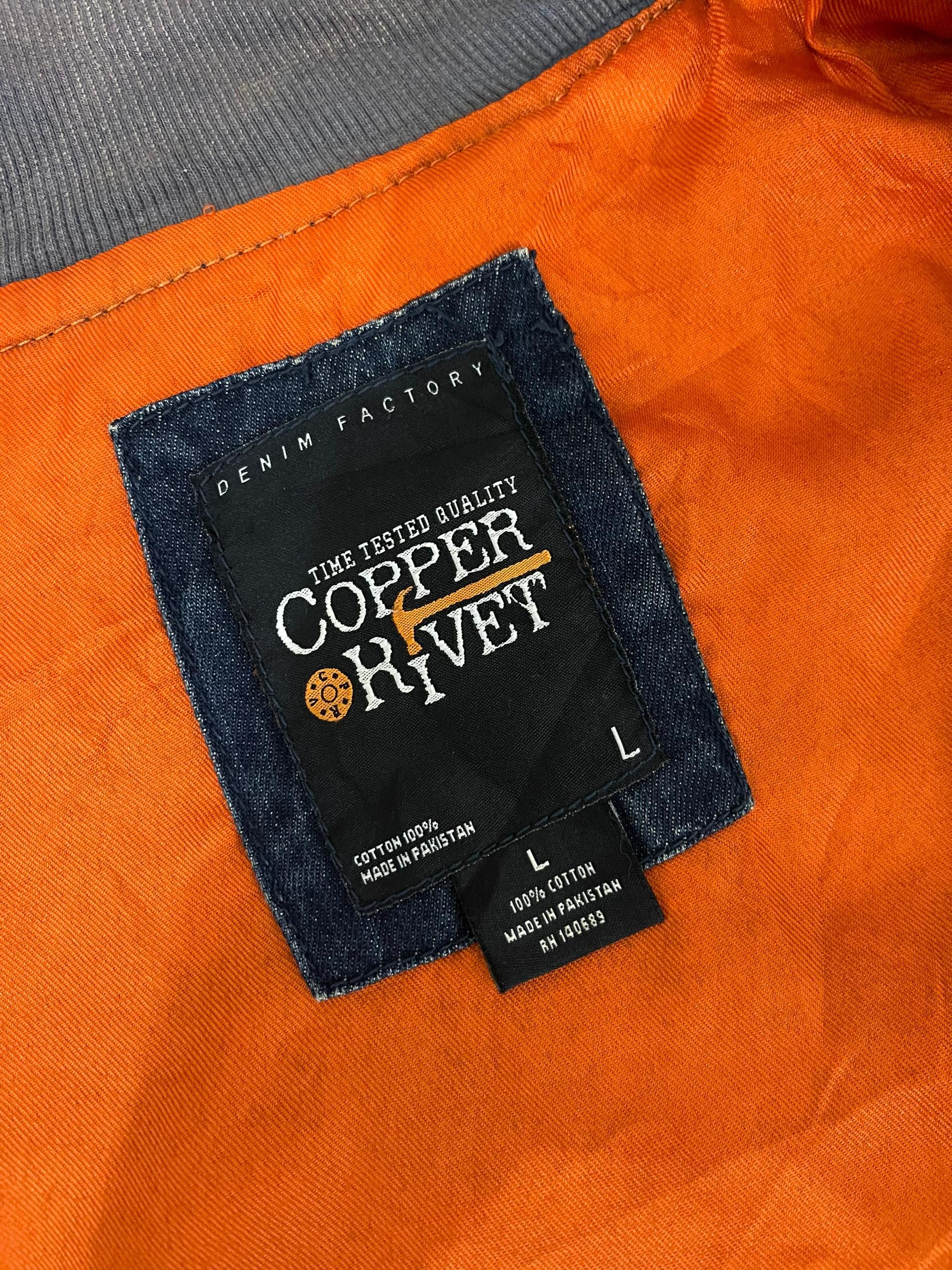 Vintage Copper Rivet Distressed Denim Workwear Jacket Size US L / EU 52-54 / 3 - 4 Thumbnail