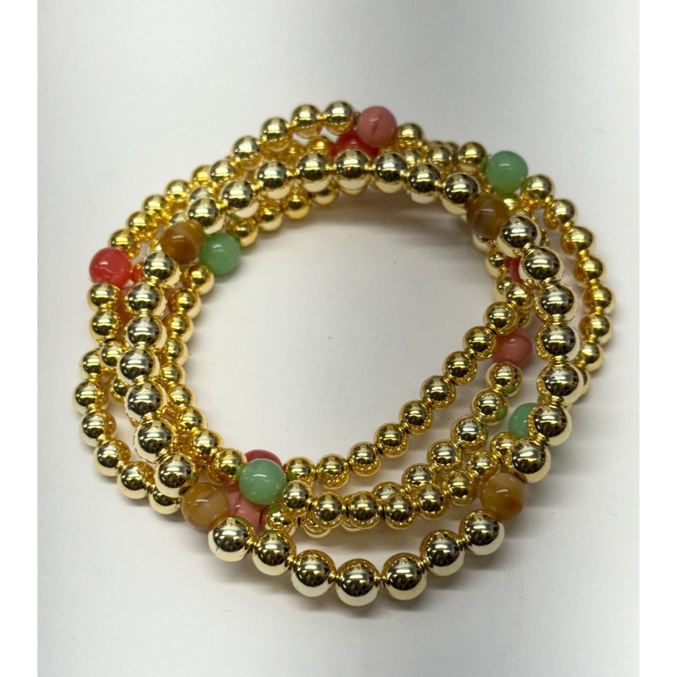 Vintage Vintage four strand beaded bracelet set gold Size ONE SIZE - 3 Thumbnail