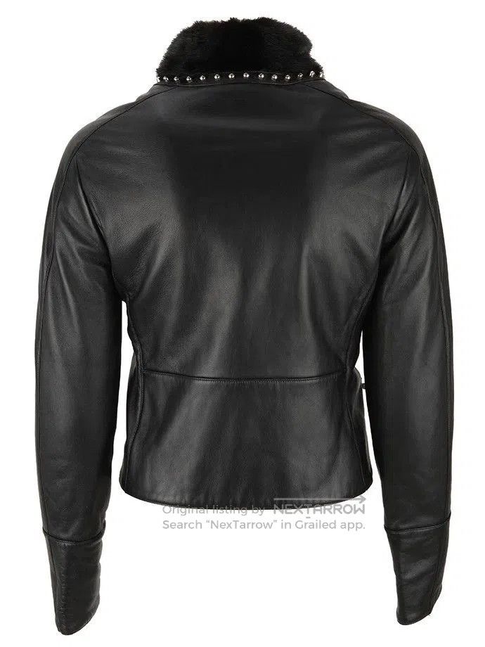 Fendi FENDI Black Leather Jacket with Fur Collar. Size US S / EU 44-46 / 1 - 5 Thumbnail