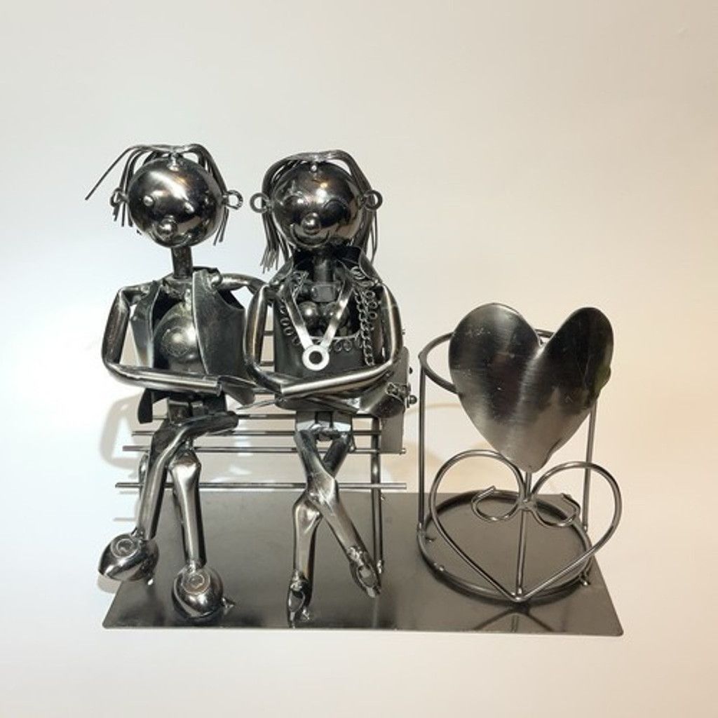 Other Statue Love Couple On The Bench Wine Bottle/Candle Holder Size ONE SIZE - 21 Thumbnail