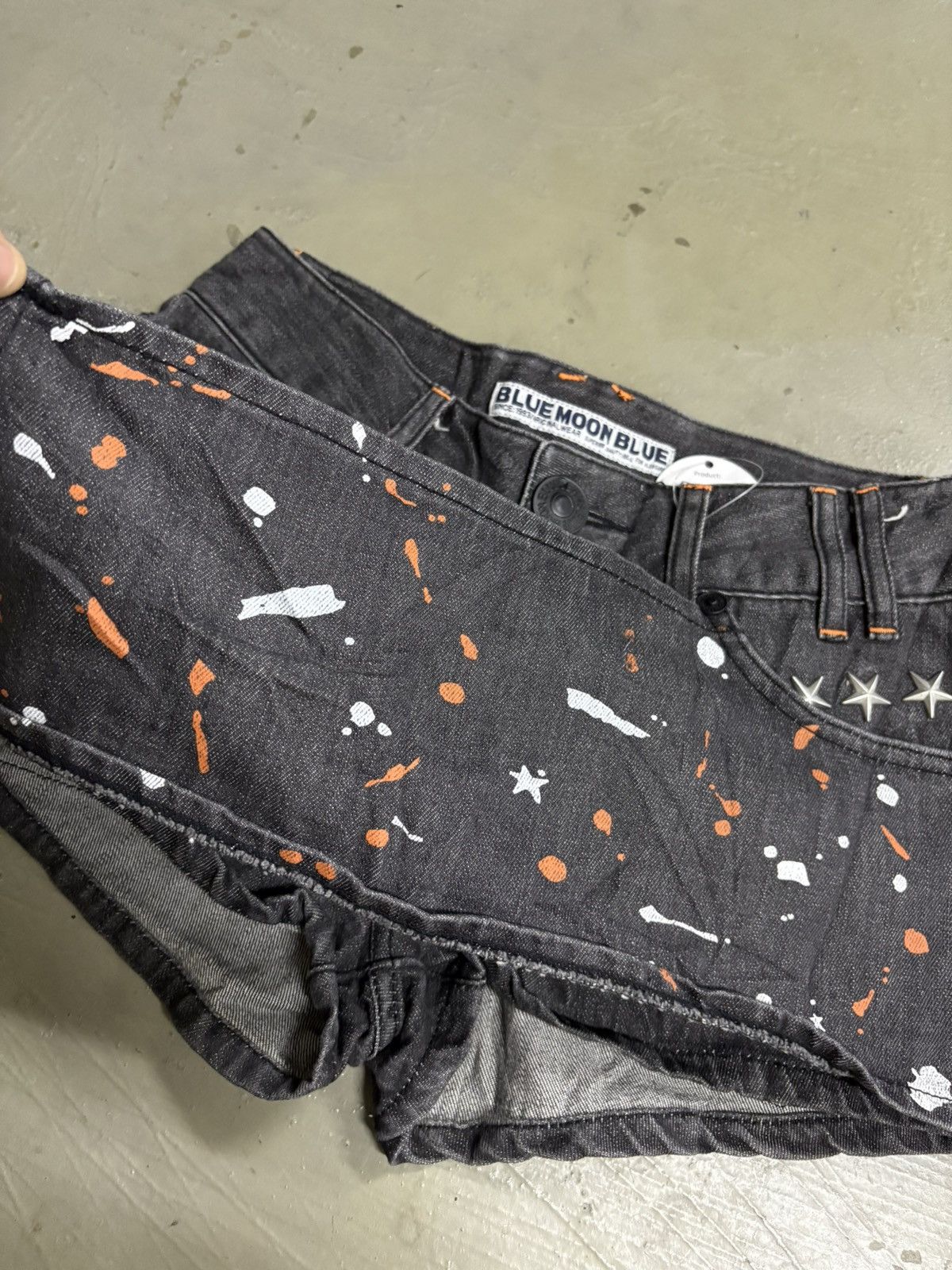 Hysteric Glamour Paint Splatter assymetrical denim mini short Blue Blue Japan Size 29" - 8 Thumbnail