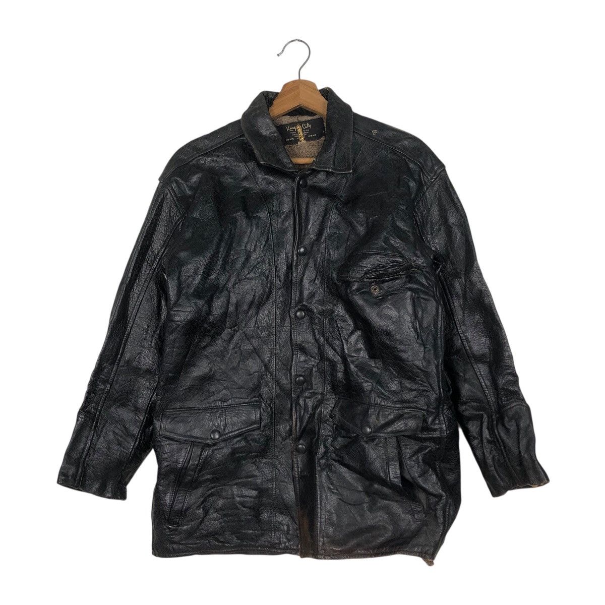 Vintage 📌Vintage Leather Jacket Blanket King City Issey Miyake Size US M / EU 48-50 / 2 - 2 Thumbnail