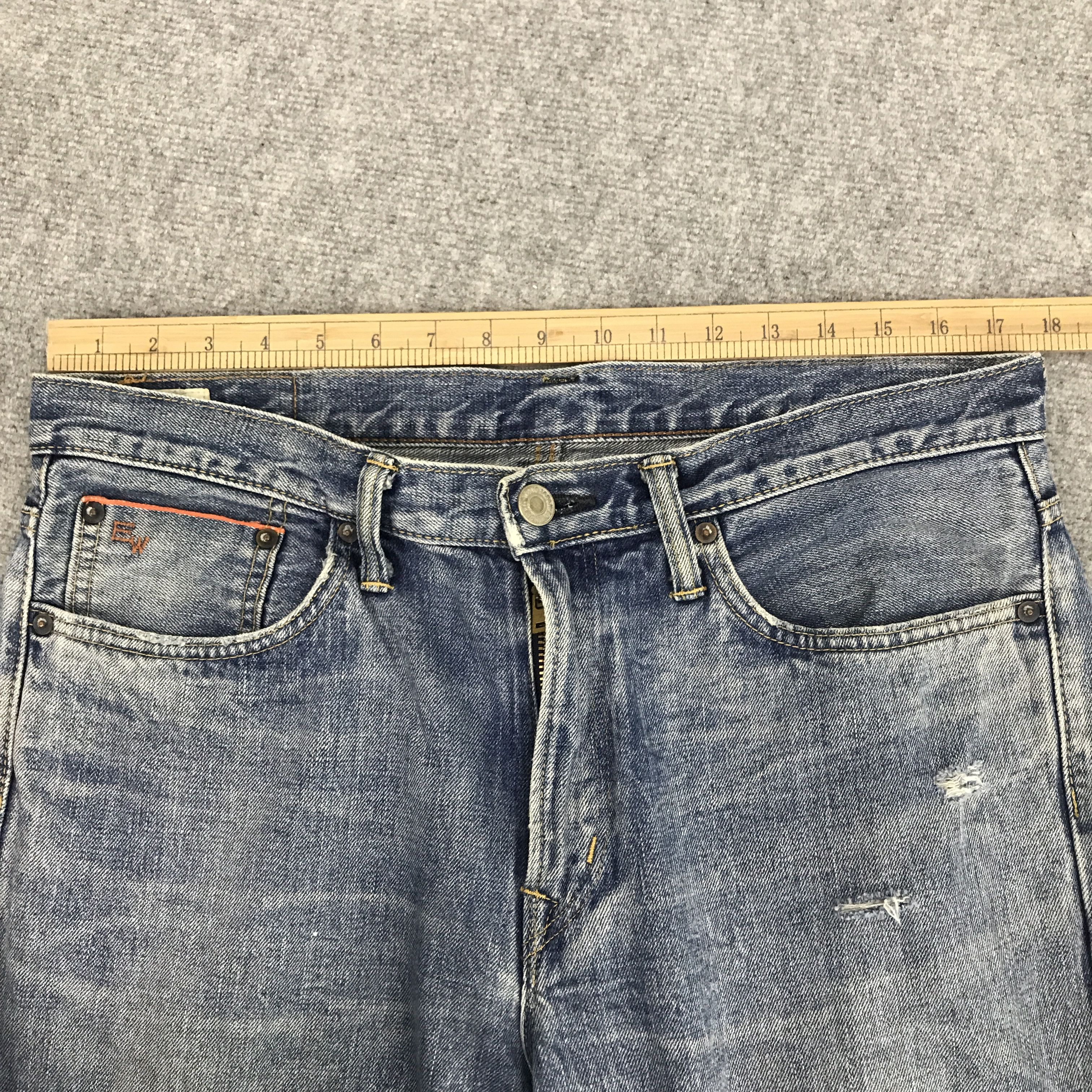 Edwin × Japanese Brand Rare edwin distressed jeans Size US 33 - 7 Thumbnail