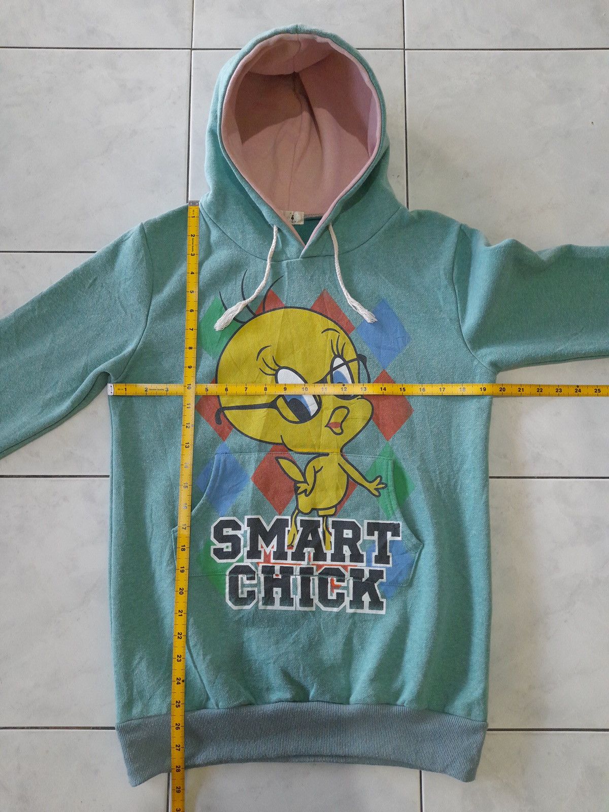 Japanese Brand Vintage Looney Tunes Tweety Hoodie “Smart Chick” Green Pink Size US M / EU 48-50 / 2 - 18 Thumbnail