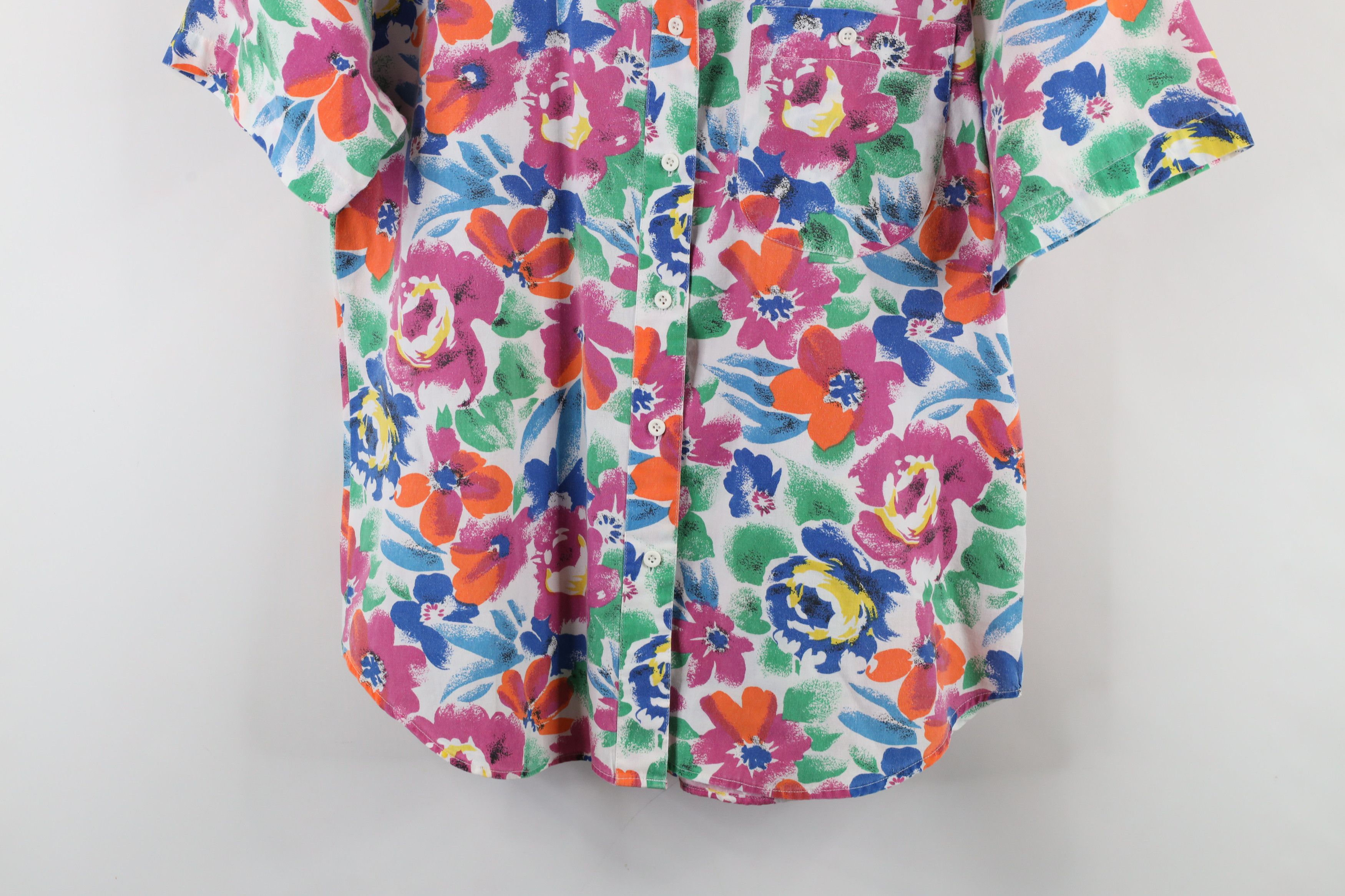 Vintage Vintage 90s Streetwear Rainbow Abstract Flower Button Shirt Size L / US 10 / IT 46 - 3 Thumbnail