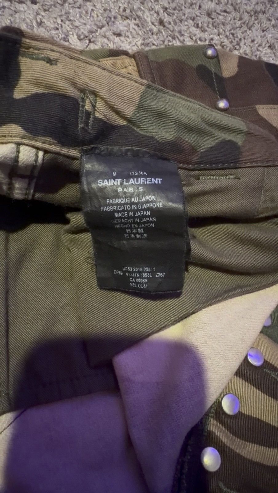 Saint Laurent Paris SS16 Surf Sound studded camo shorts Size US 34 / EU 50 - 8 Thumbnail