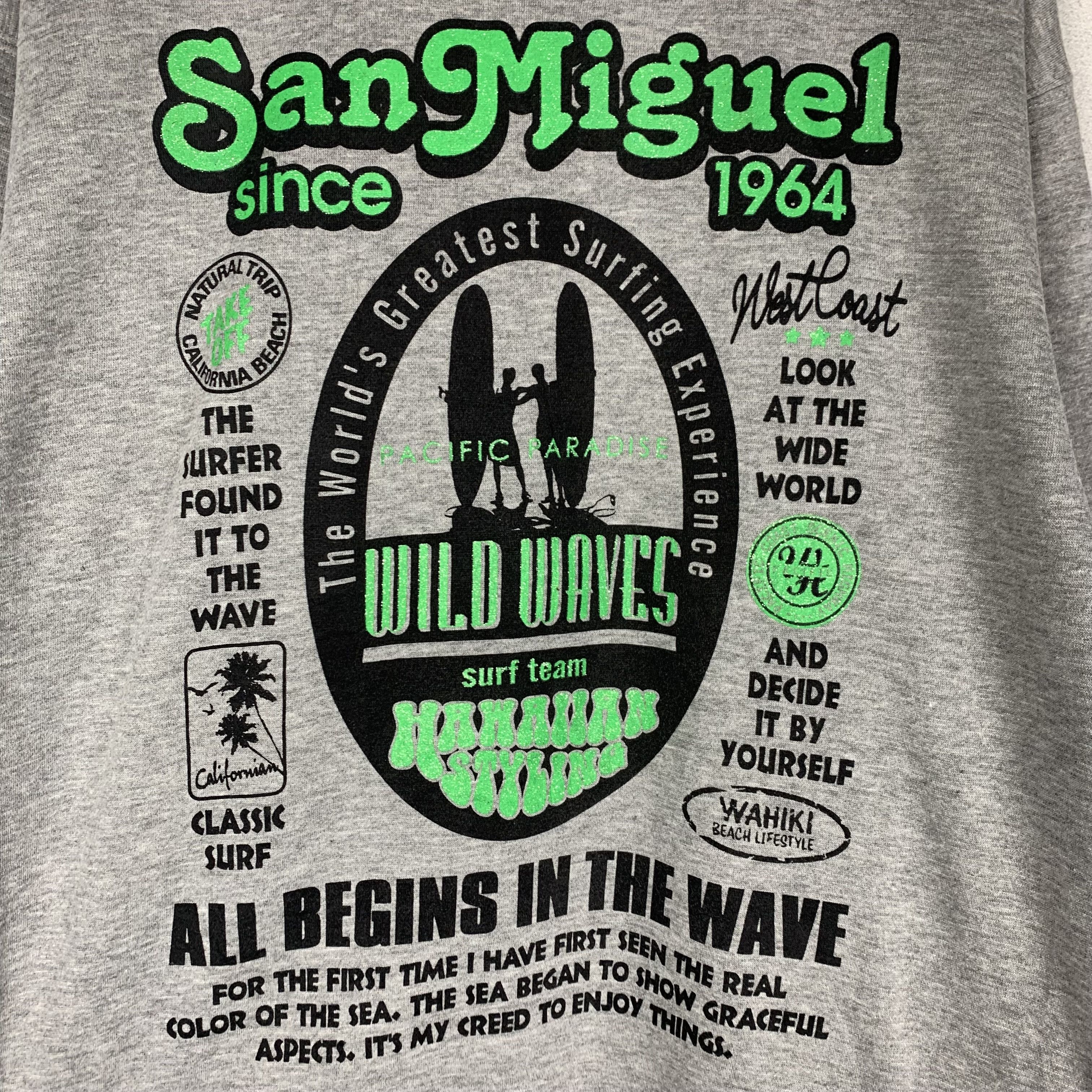 Vintage San Miguel Wild Waves Surf Team Hawaiian Sweatshirt Crewneck Size US L / EU 52-54 / 3 - 2 Thumbnail