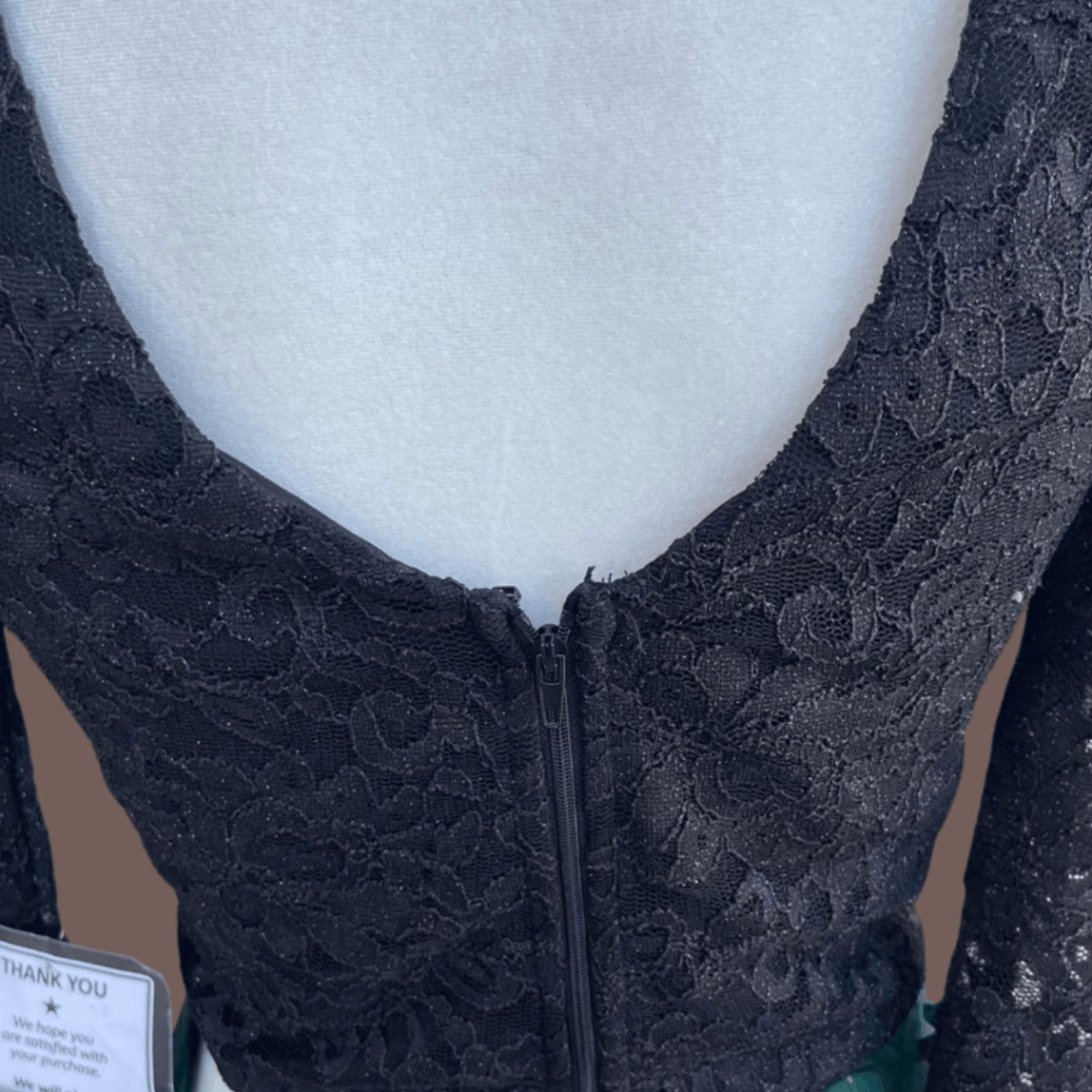 Vintage VTG Lace Top | City Studio Black Scallop | Night Out Glam Size XS / US 0-2 / IT 36-38 - 4 Thumbnail