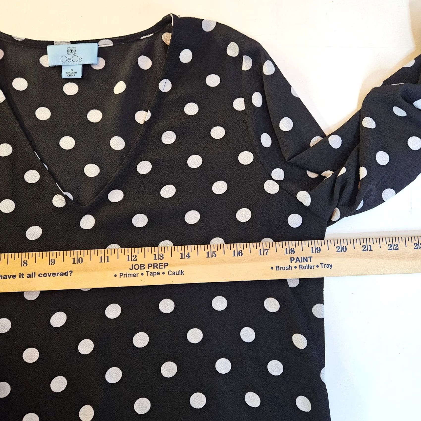Vintage Cece Black White Polka Dot Tie Sleeve V-Neck Casual Blouse XS Women Size XS / US 0-2 / IT 36-38 - 3 Thumbnail