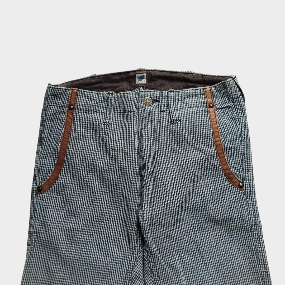 Pure Blue Japan Syoaiya Pure blue Japan houndstooth leather list pocket Size US 29 - 3 Thumbnail