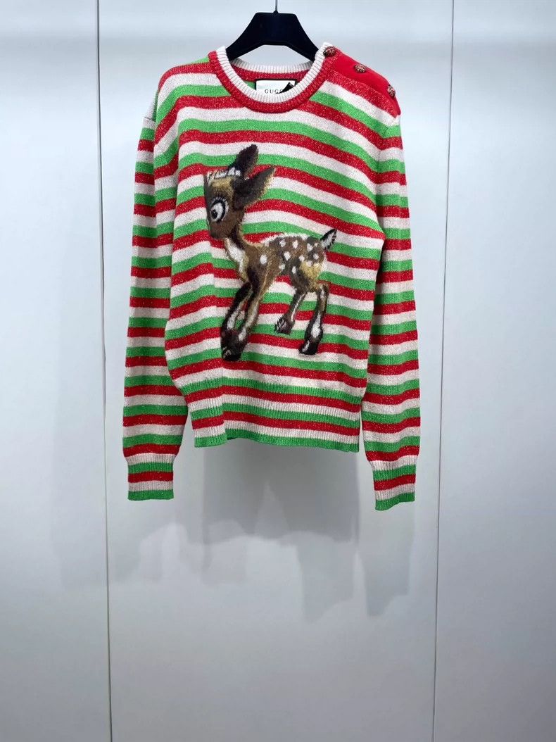 Gucci Gucci Striped knitwear with deer pattern sweater 2504-Nexta Size US M / EU 48-50 / 2 - 1 Thumbnail