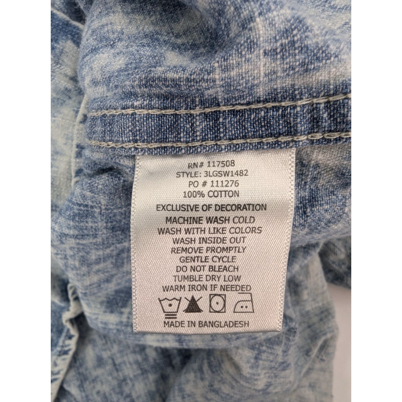 Levi's Levis Button-Up Denim Shirt Mens XL Blue Short Sleeve Stonewashed Bleached Cotton Casual Travel Size US XL / EU 56 / 4 - 7 Thumbnail