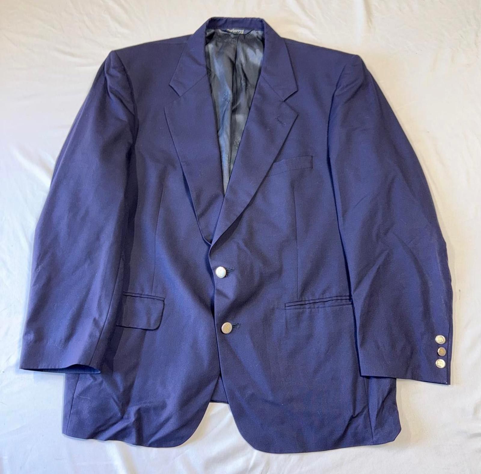 Burberry Burberry Mens Navy Blue Suit Jacket Blazer wool Size 40R - 1 Thumbnail