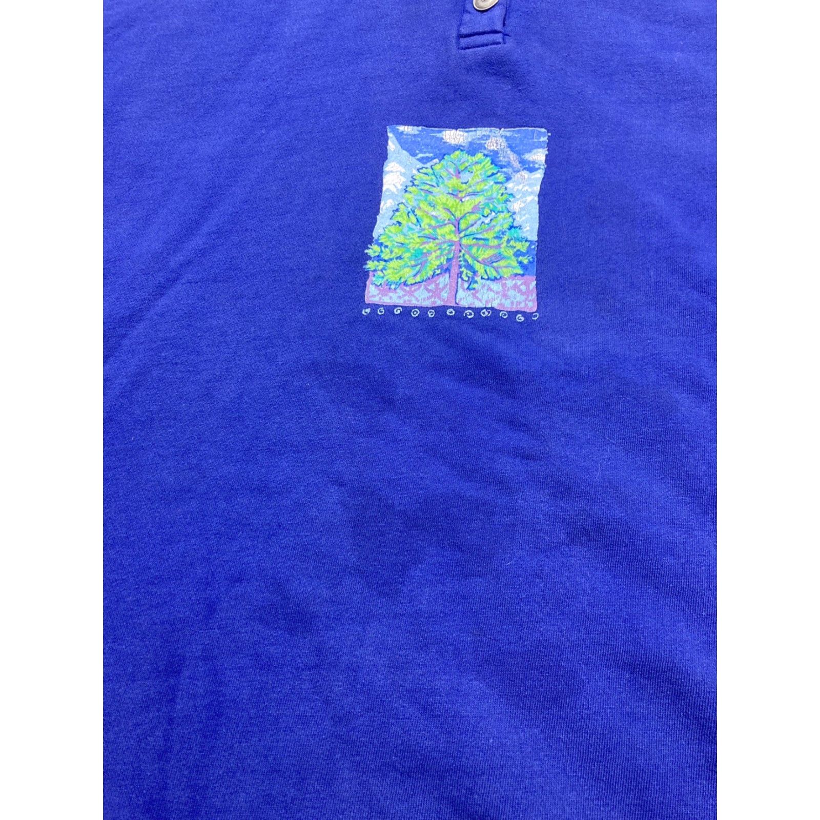 Vintage VINTAGE 90s pullover hoodie tree forest nature cotton button made in USA XL Hoodie Men Green Pullover 90s Size US XL / EU 56 / 4 - 3 Thumbnail