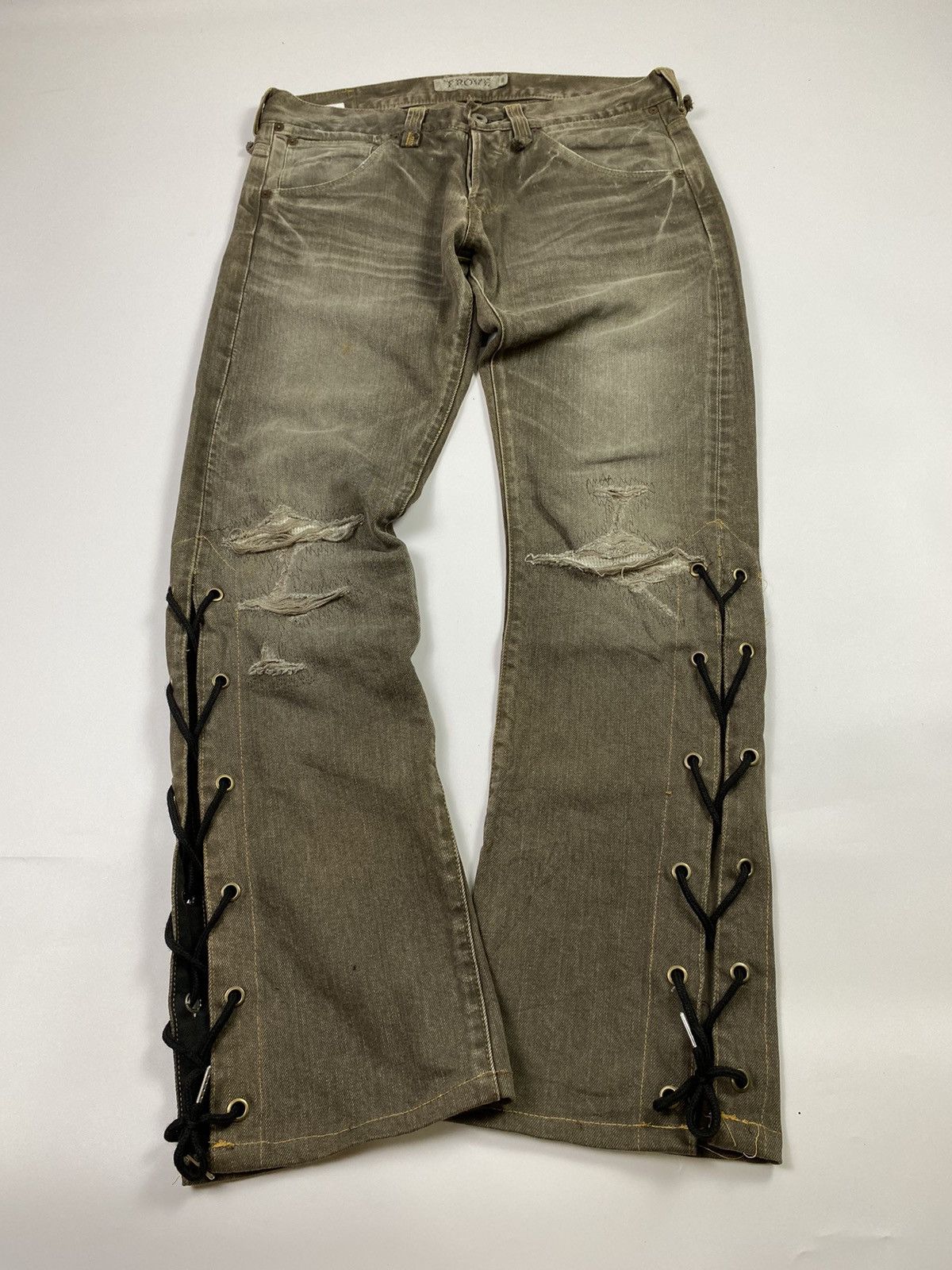 If Six Was Nine lace up trove distress jeans pant ifsixwasnine vkei style Size US 32 / EU 48 - 5 Thumbnail