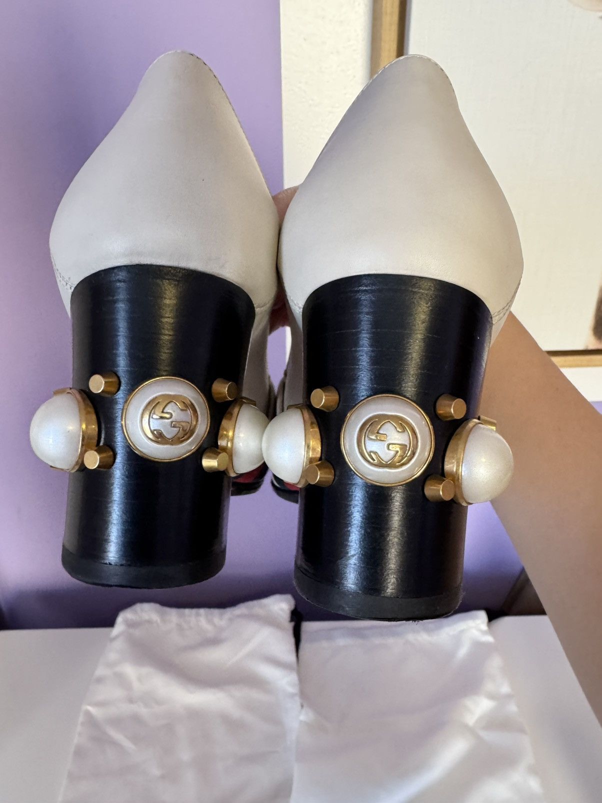 Gucci Gucci Peyton Marmont GG faux pearls loafers shoes 37.5 Size US 7.5 / IT 37.5 - 13 Thumbnail