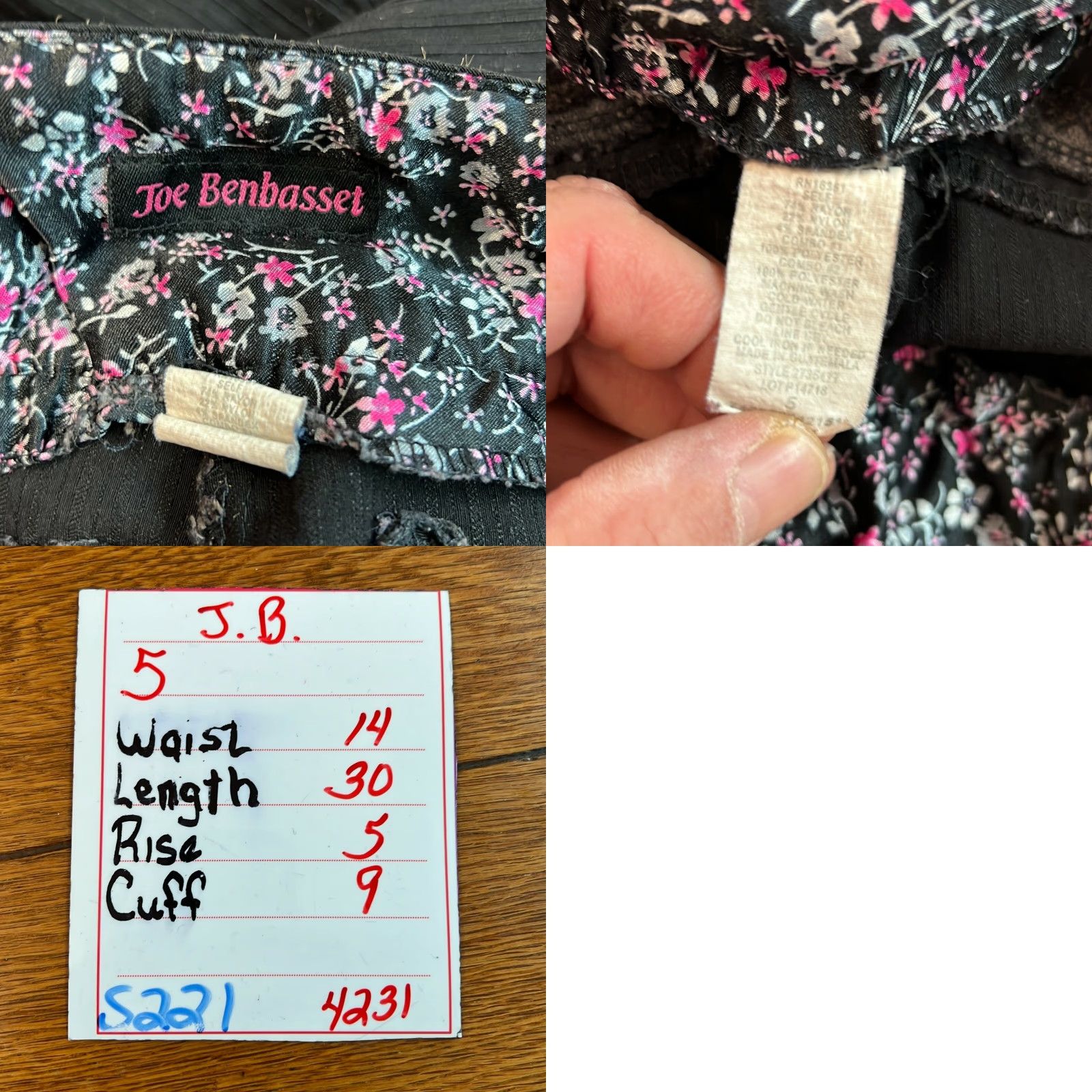 Vintage Joe Benbasset Womens Black Flat Front Ultra Low Rise Casual Dress Pants Size 5 Size 27" / US 4 / IT 40 - 8 Thumbnail
