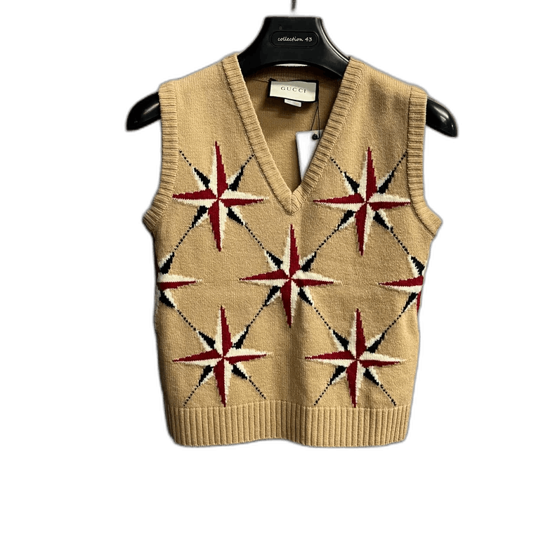 Gucci Gucci Brown Embroidered Sleeveless Wool Vest Size US S / EU 44-46 / 1 - 1 Thumbnail