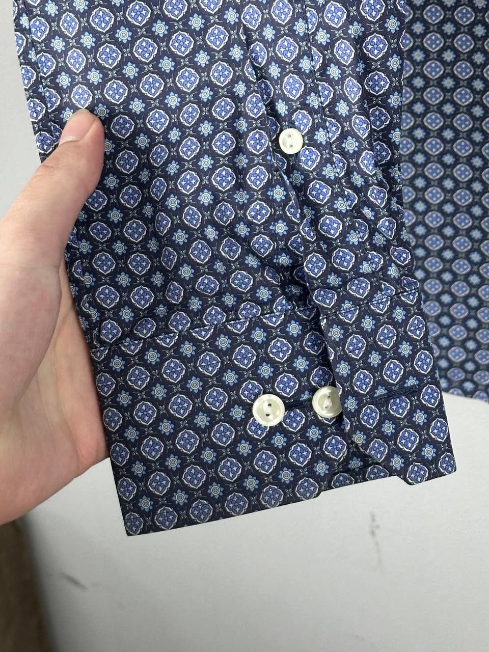 Eton Eton Luxury Printed Navy Shirt Size L Size US L / EU 52-54 / 3 - 7 Thumbnail