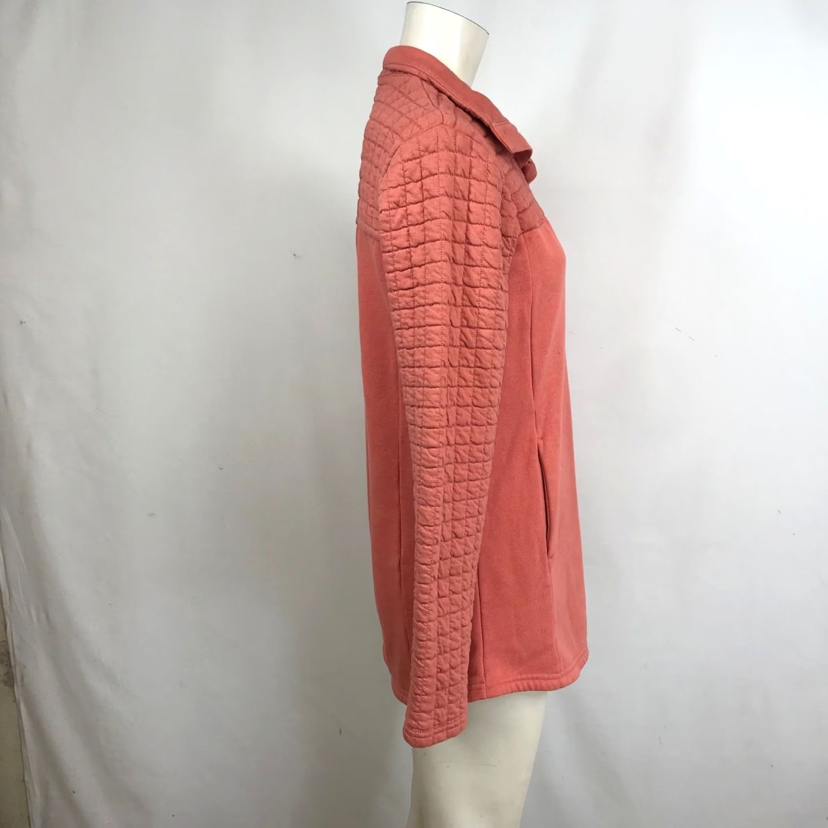 Pinko Columbia Pullover Sweater Collared Long Sleeve Quilted Quarter Zip Casual Coral Pink S Womens Size S / US 4 / IT 40 - 4 Thumbnail