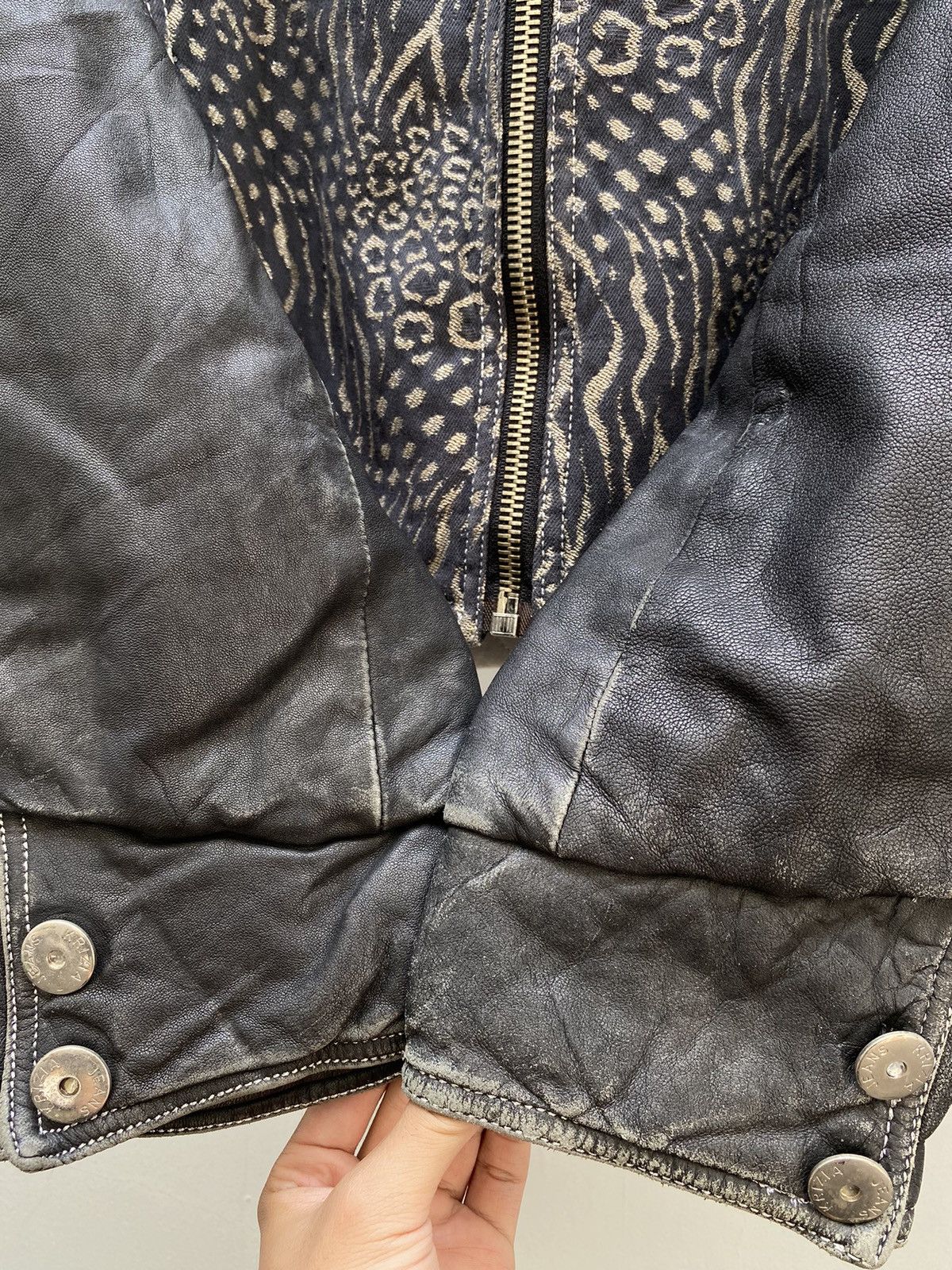 Krizia Uomo Krizia Jeans Leopard Pattern Mix Leather Jacket Boxy Fit Size US M / EU 48-50 / 2 - 7 Thumbnail