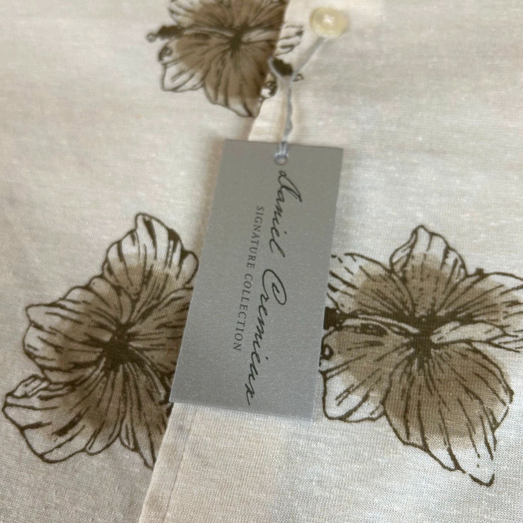 Cremieux Daniel Cremieux Floral Button-Up Shirt Short Sleeve Linen Blend Mens Large NWT Beige Size US L / EU 52-54 / 3 - 4 Thumbnail