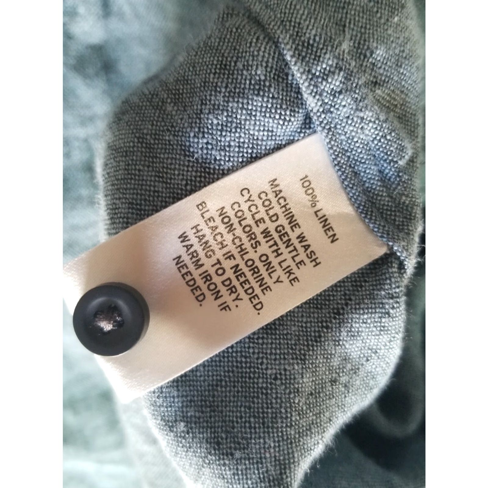 Vintage Calibrate Linen Short Sleeve Button-Up Shirt Blue L Mens Regular Size Large Button-Down Collar Chambray Solid 100% Linen Size US 33 - 5 Thumbnail