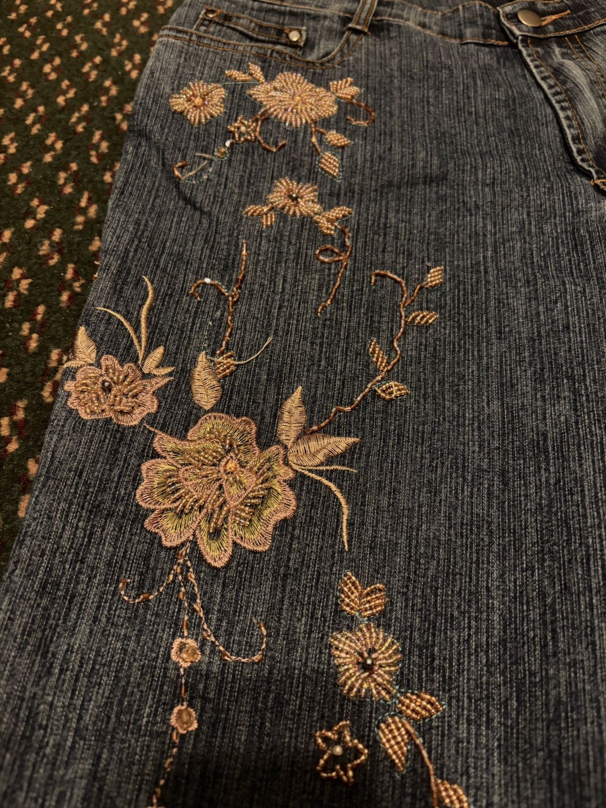 Other Floral Embroidered Denim Flared Jeans Size 32" / US 10 / IT 46 - 2 Thumbnail