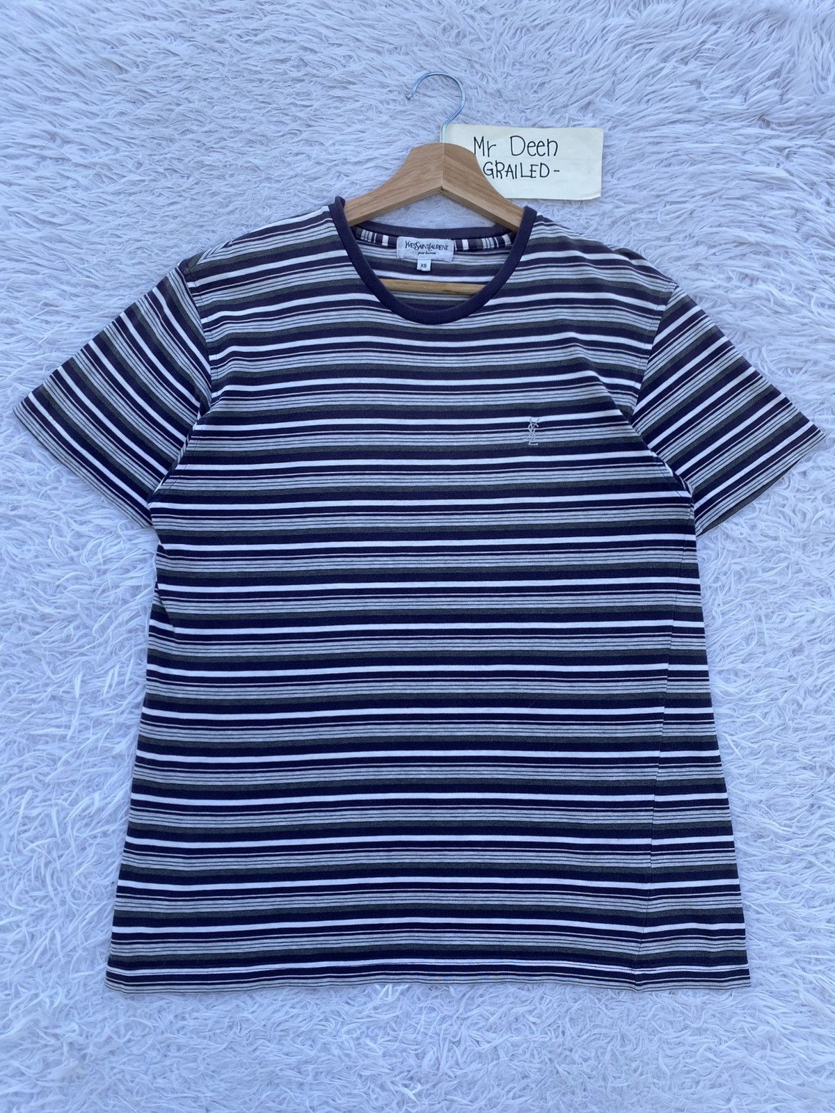 Yves Saint Laurent Rare Vintage YSL Yves Saint Laurent Stripes Tshirt Size US S / EU 44-46 / 1 - 1 Thumbnail