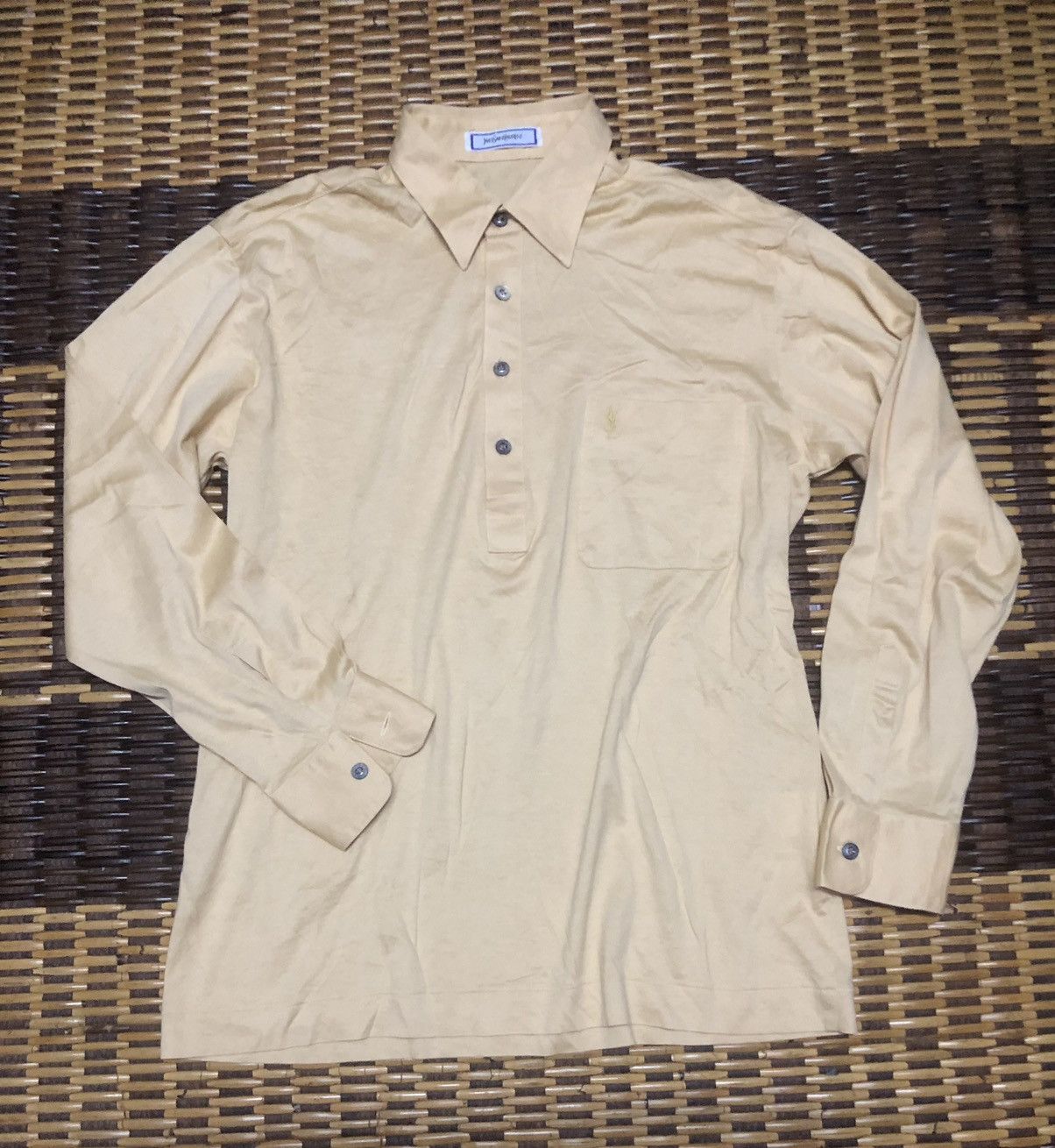Hedi Slimane × Vintage × Yves Saint Laurent Vintage Yves Saint Laurent Long Sleeve Polo Shirt Size US S / EU 44-46 / 1 - 5 Thumbnail