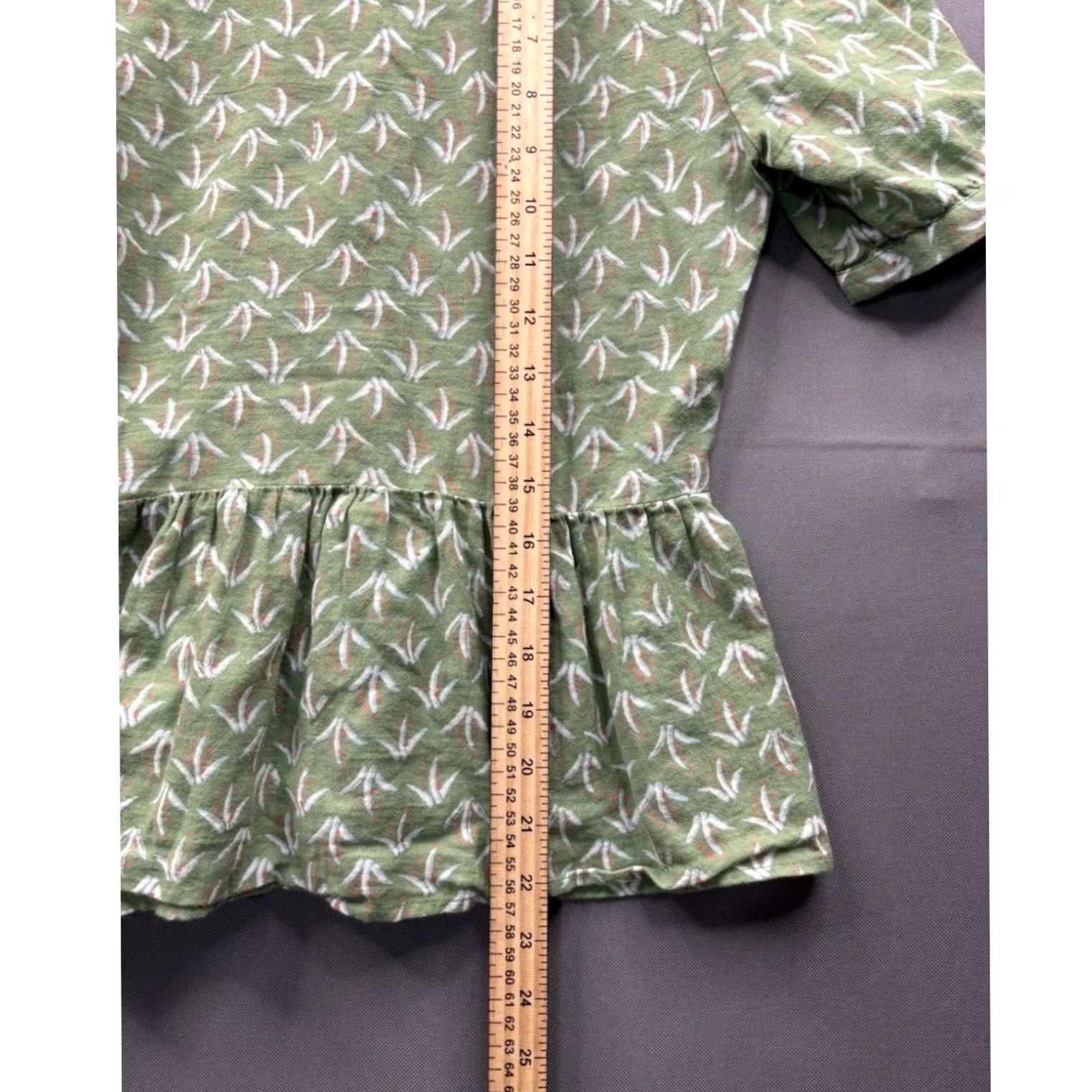 Lucky Brand Lucky Brand Wrap Peplum Top Women Green Botanical Leaf Print Short Sleeve XS Size XS / US 0-2 / IT 36-38 - 6 Thumbnail