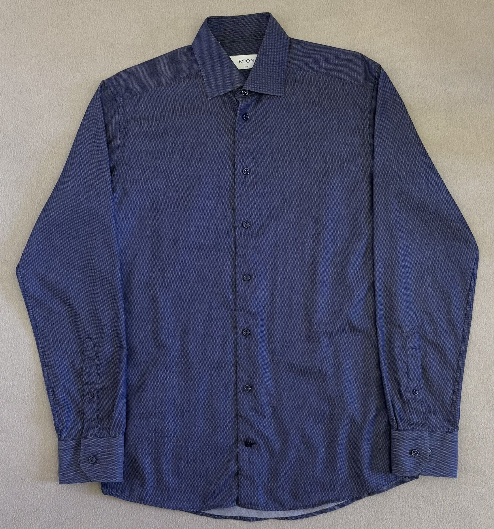 Eton Eton slim navy blue shirt size 39 15 1/2 Size US M / EU 48-50 / 2 - 5 Thumbnail