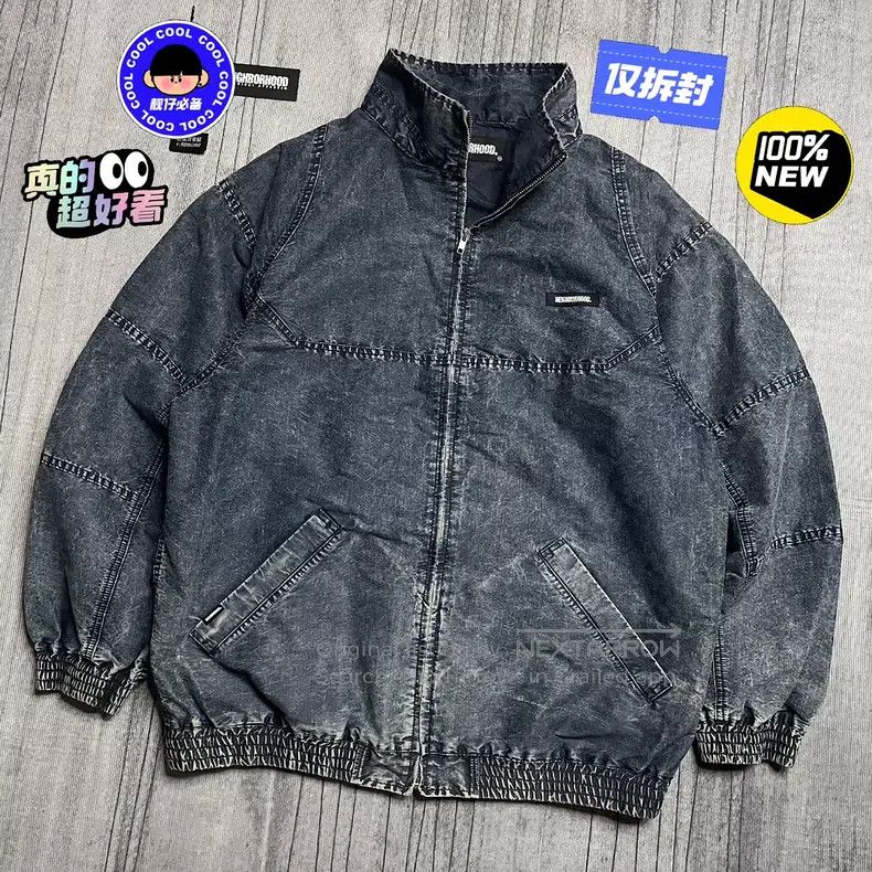 Neighborhood Faux Denim Heavily Washed and Bleached Jacket