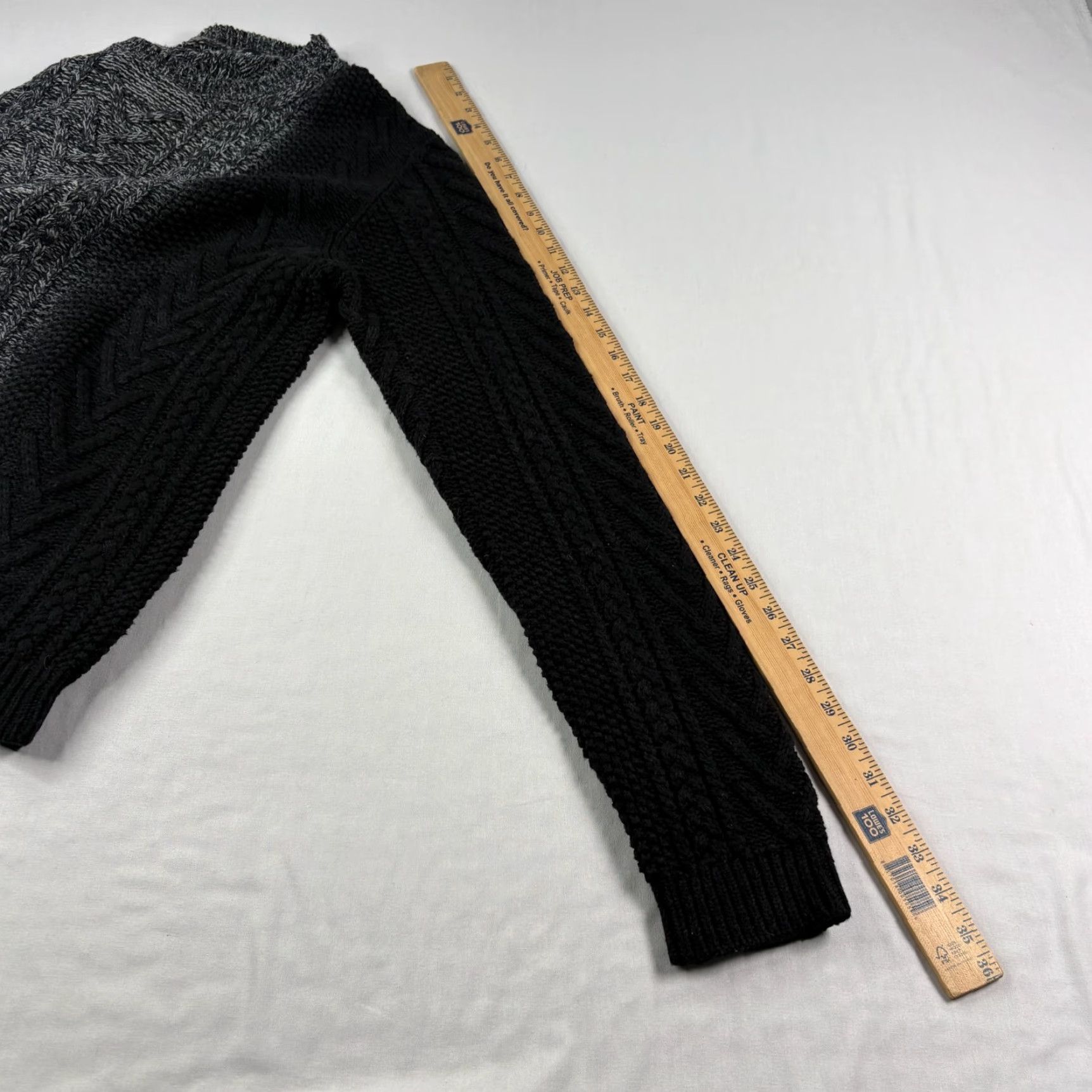 Vince Vince Sweater Mens Large Black Cray Cable Knit Wool Cashmere Blend Pullover Size US L / EU 52-54 / 3 - 6 Thumbnail