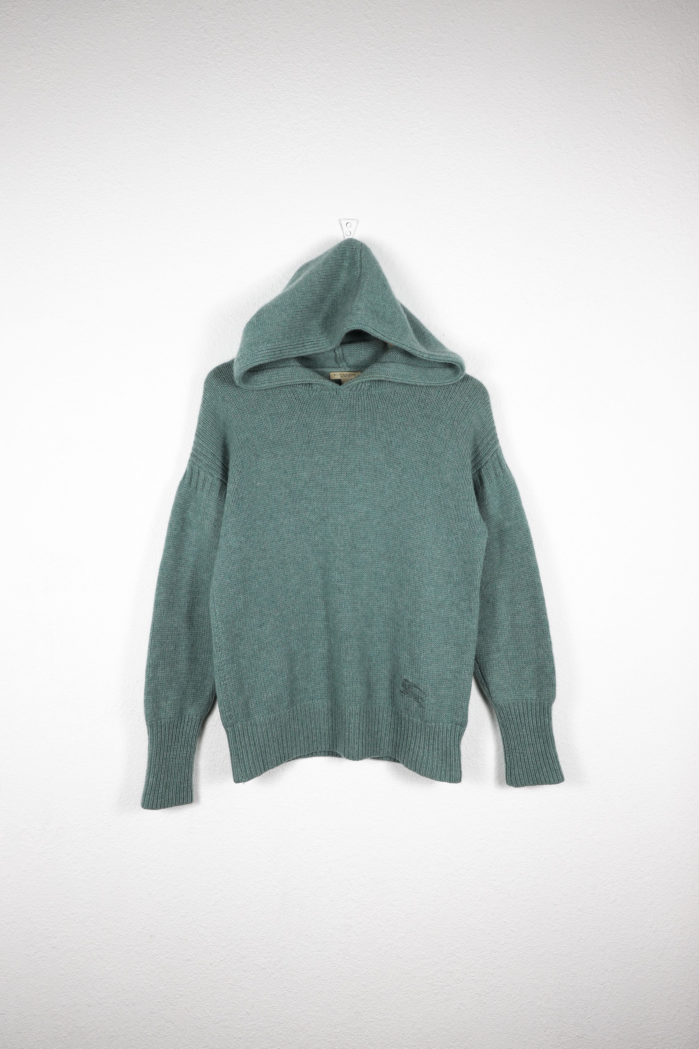 Women's Burberry Brit Knight Logo Green Cashmere Hoodie M