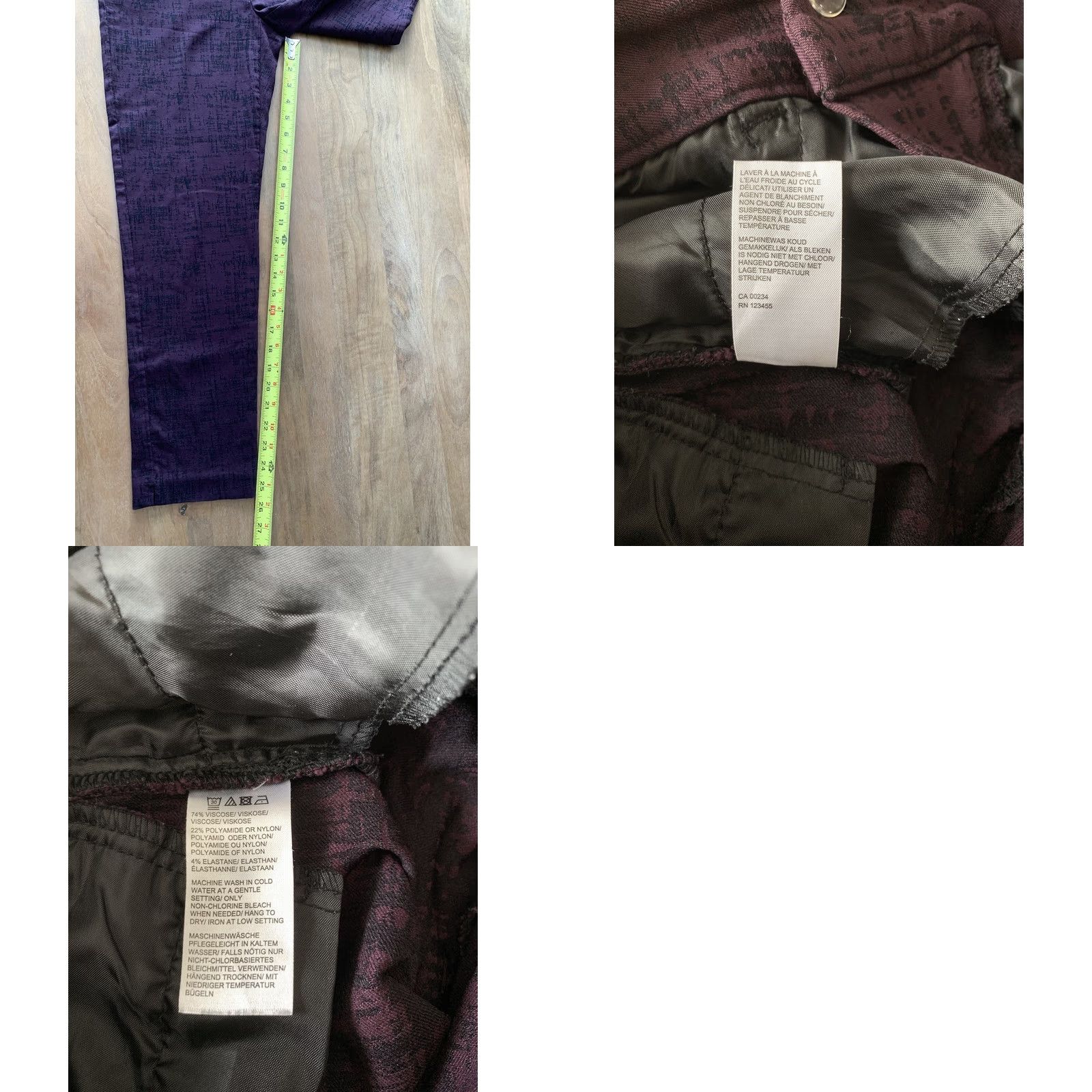 Lord & Taylor LORD & TAYLOR Ankle Pants Womens Size 2 Purple Slim Trousers Geometric Pattern 27x26 Moderate Rise Flat Front Size 27" / US 4 / IT 40 - 8 Thumbnail